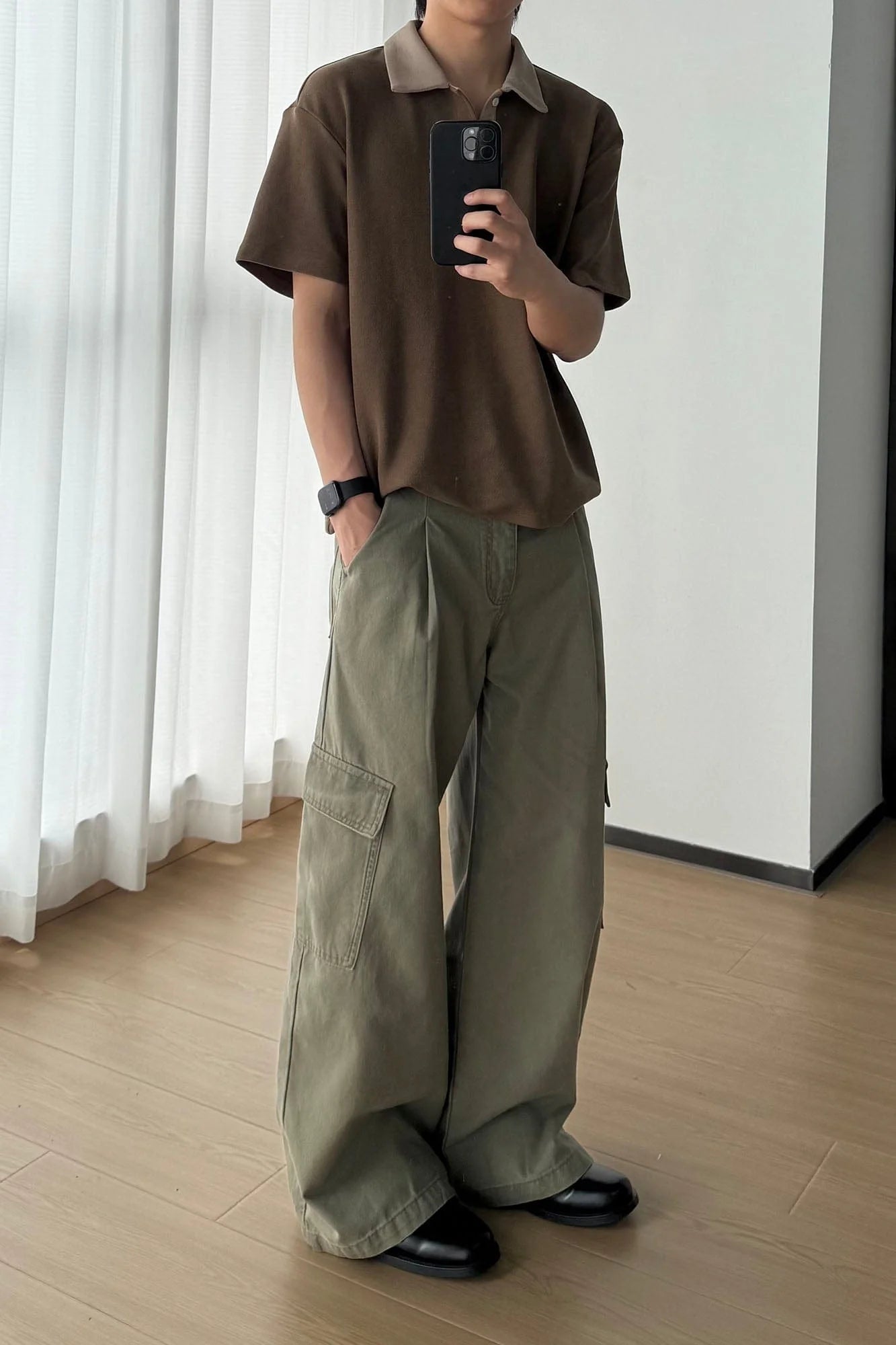 OKAYTHXBYE Pleated Utility Baggy Cargo Pants