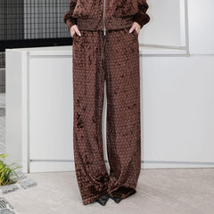 SOURPLUM Retro Polka-Dot Velvet Sweatpants