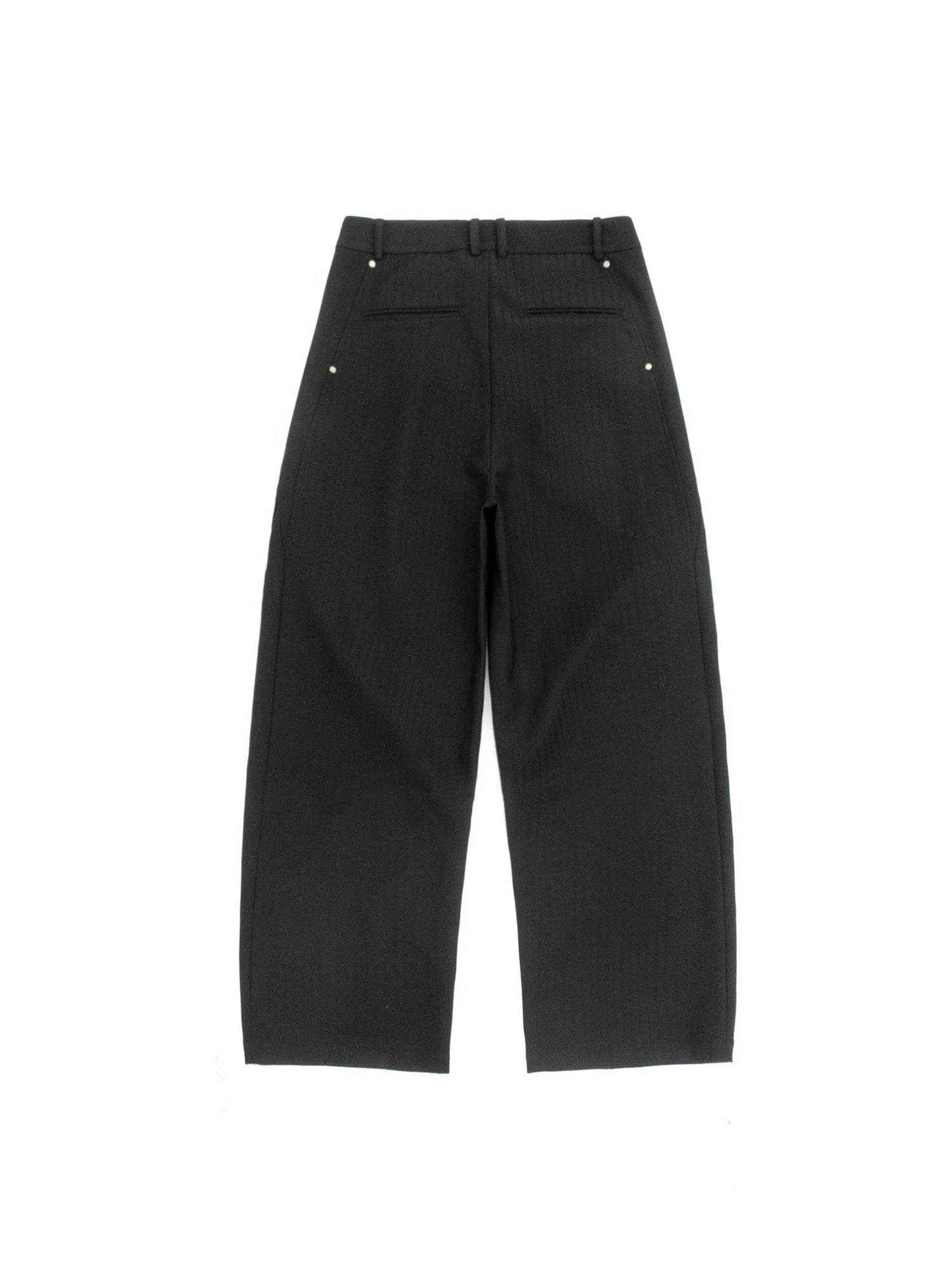 IN EXISTENCE Stripe Pleated Embroidery Curved Pants