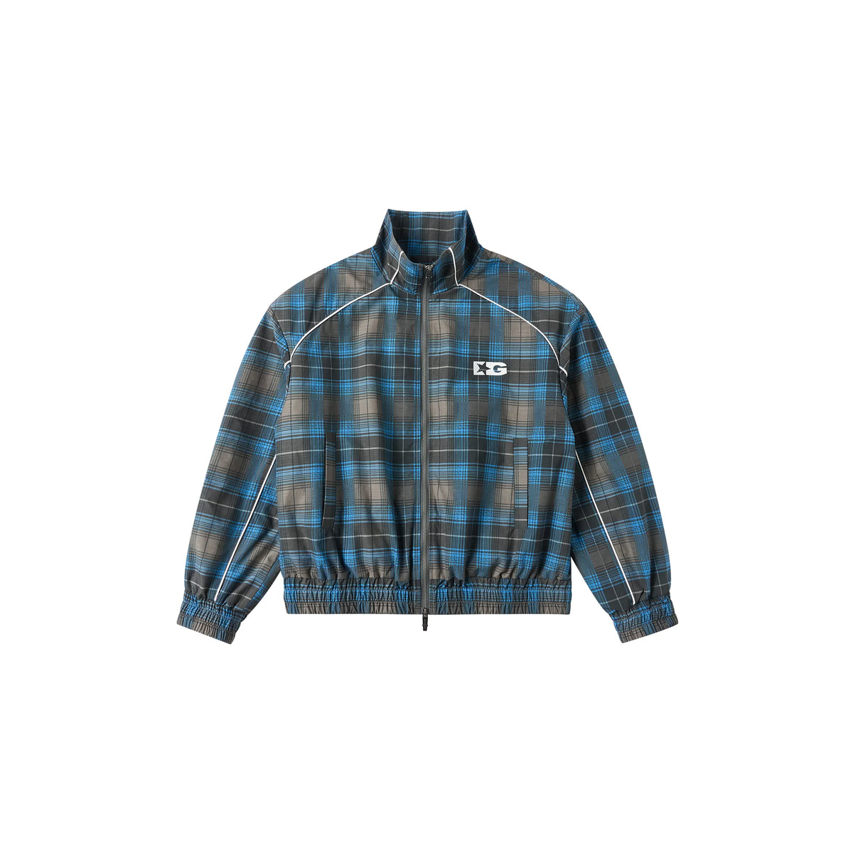SAVAGEGROWTHWORLD Plaid Stand-Collar Jacket