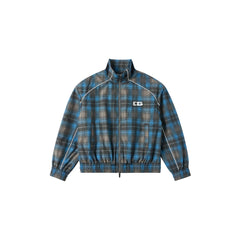 SAVAGEGROWTHWORLD Plaid Stand-Collar Jacket