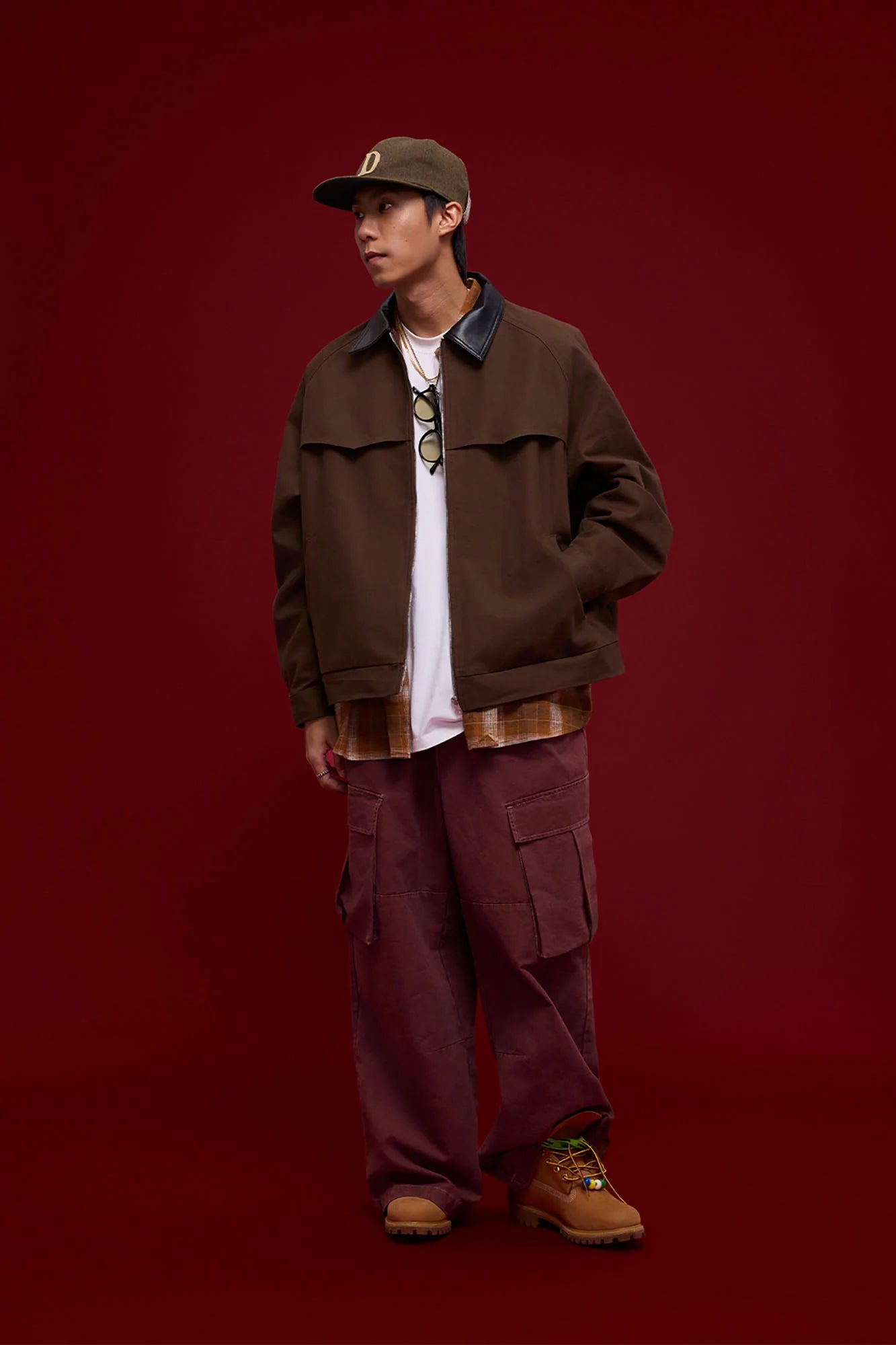 BANANA CLUB Faux Leather Collar Cotton Jacket