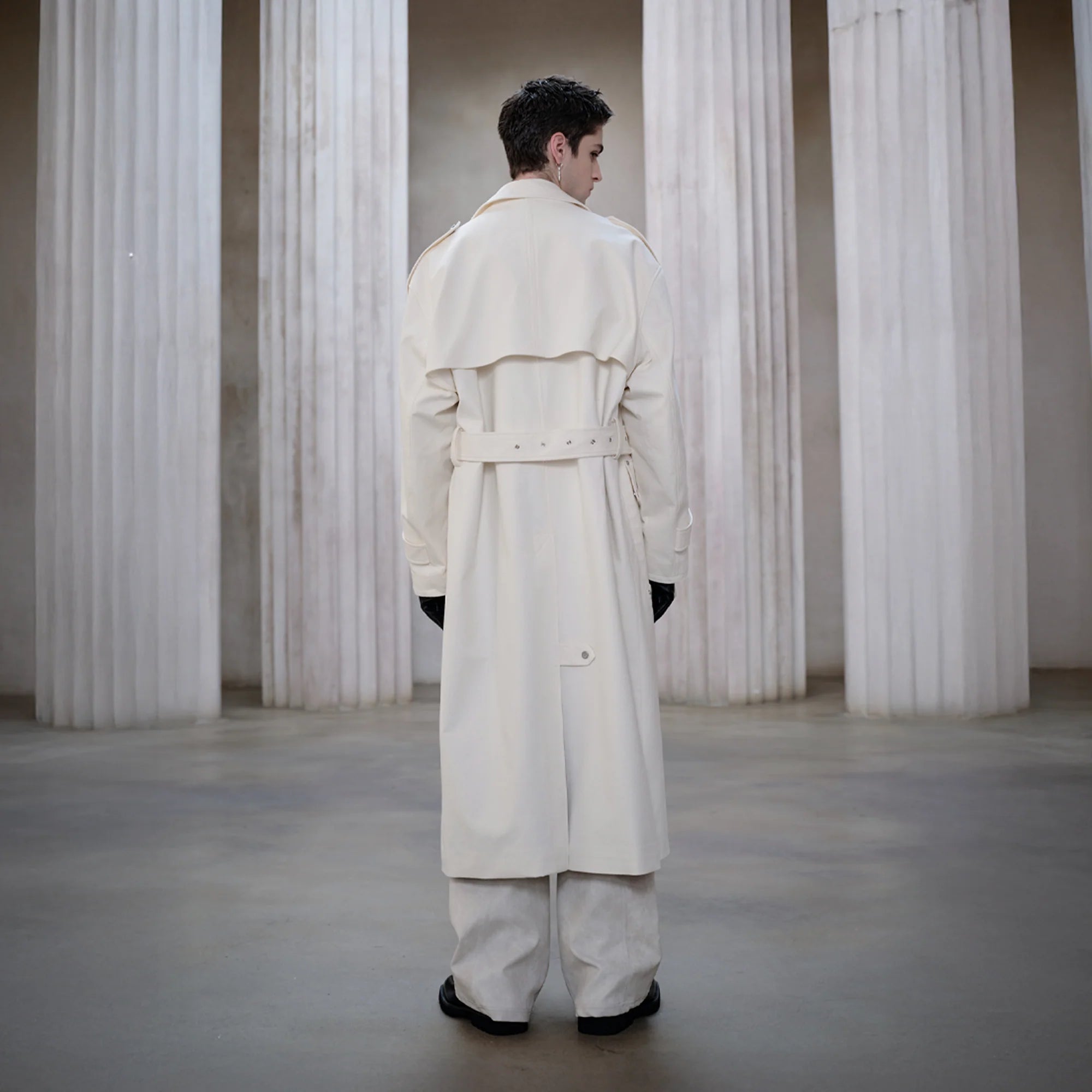 FACEONLAB Essential Military Trench Coat White