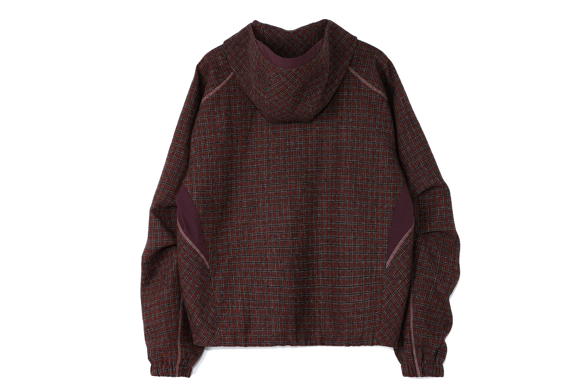 ROARINGWILD A ARCH Plaid Paneled Half-Zip Hooded Jacket