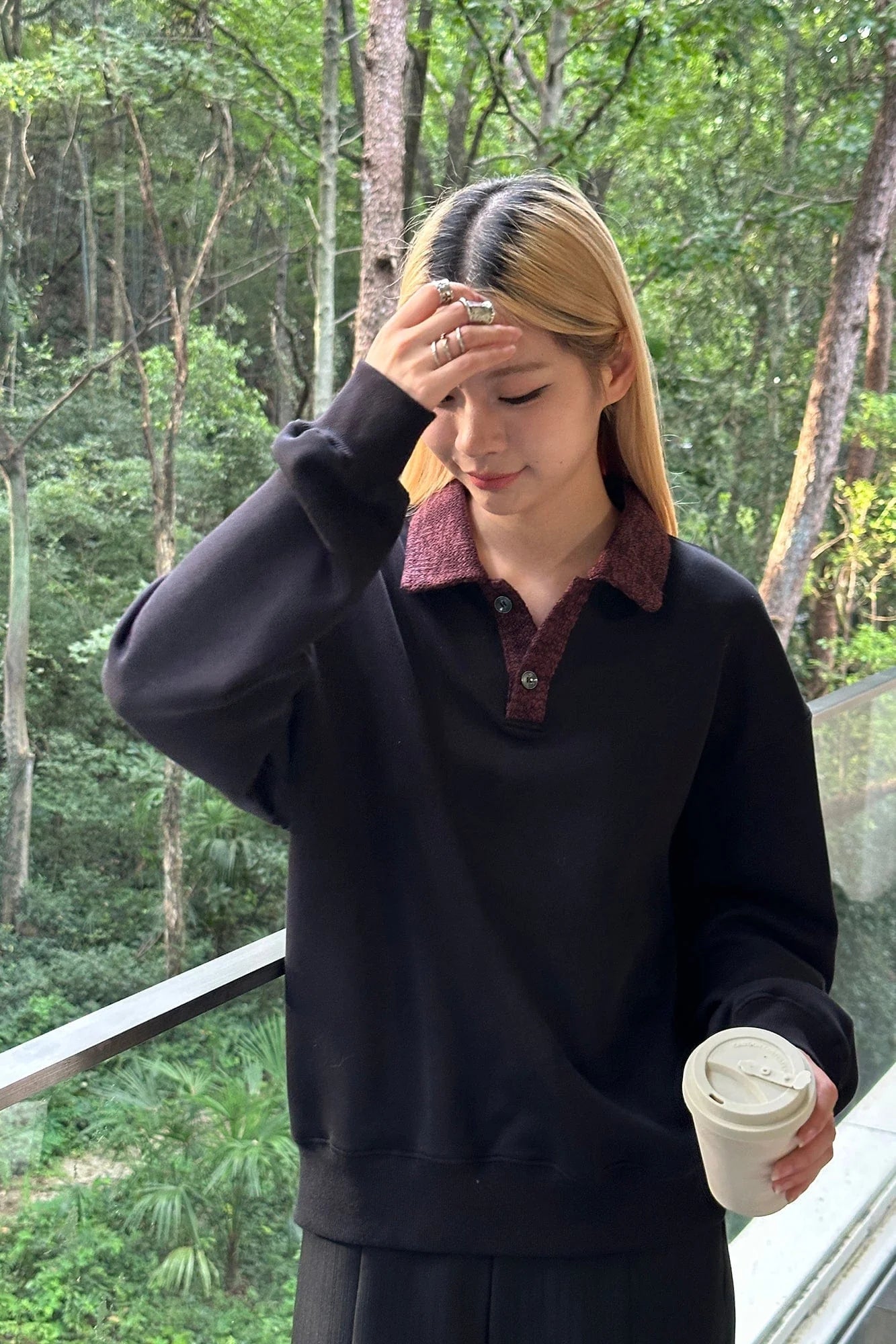 OKAYTHXBYE Flexweave Contrast Collar Sweatshirt