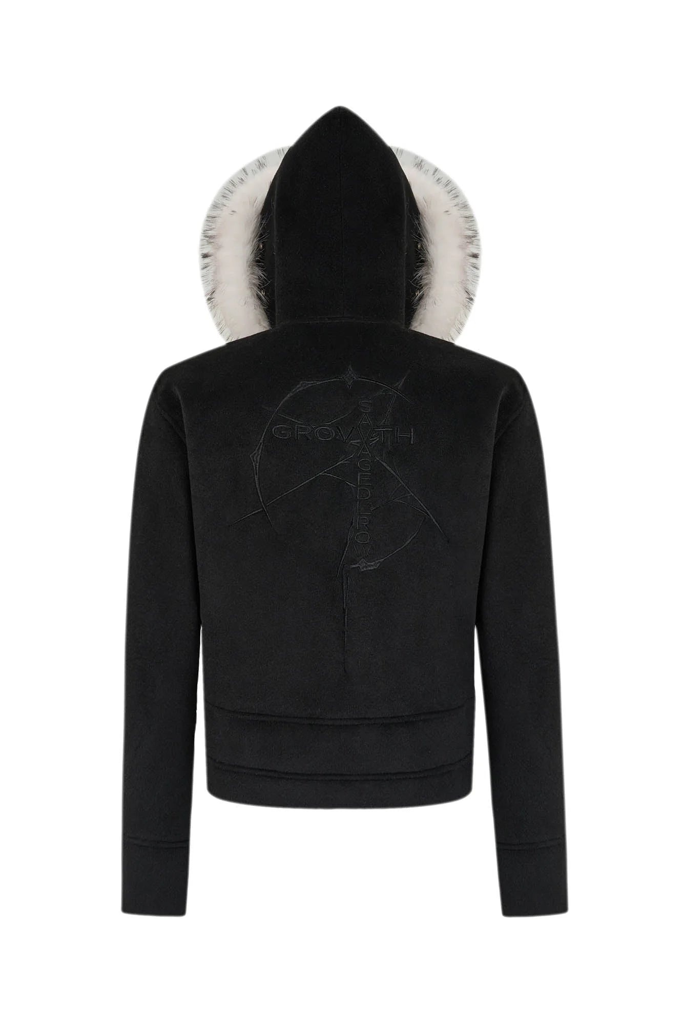 SAVAGEGROWTHWORLD Detachable Fur Collar Double-Zipper Coat