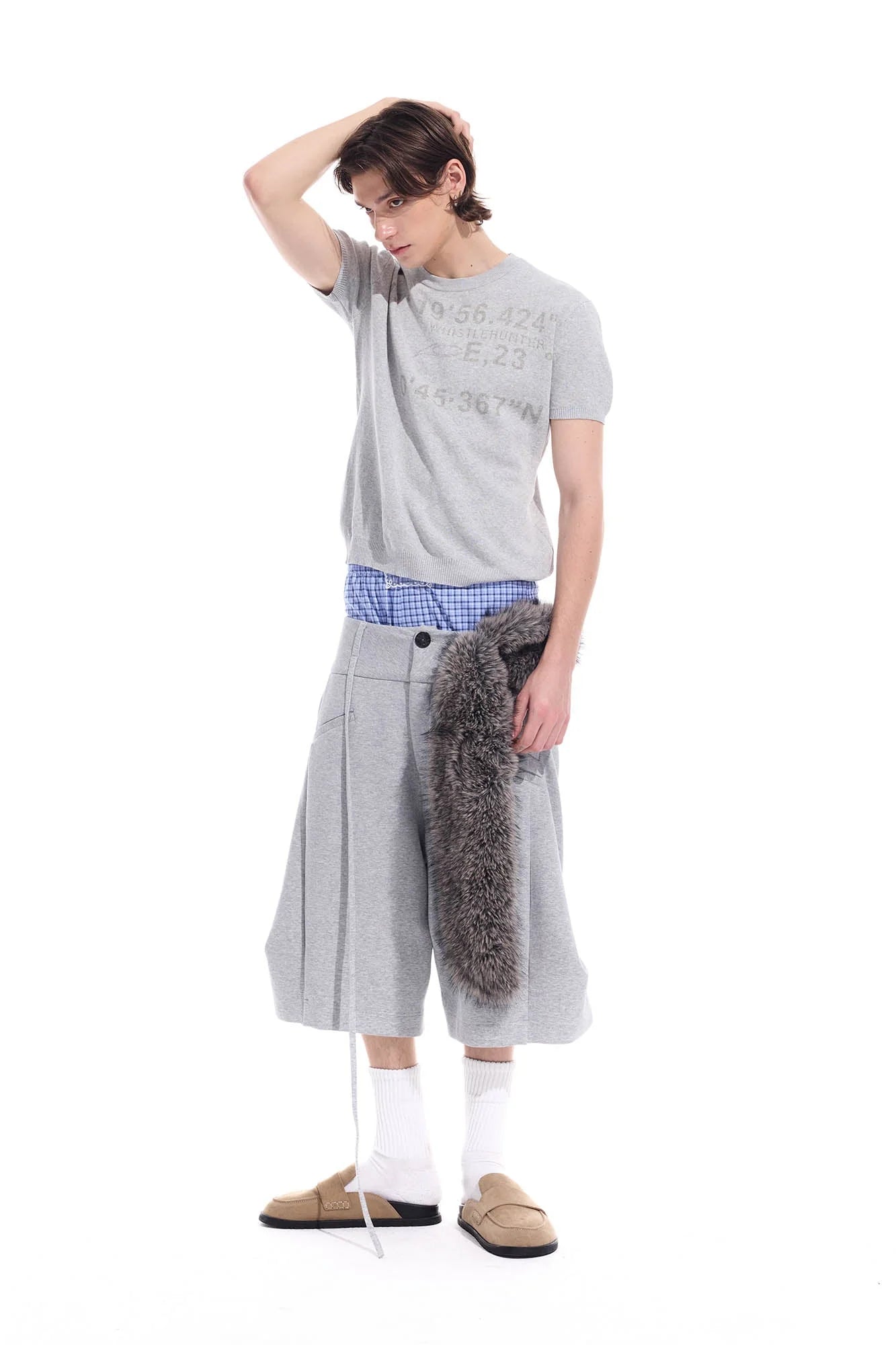 WHISTLEHUNTER Distressed Coordinates Knit T-Shirt
