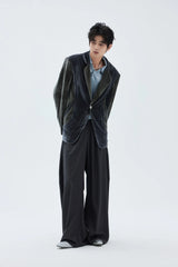 TUIMU Corduroy Contrast Panel Blazer
