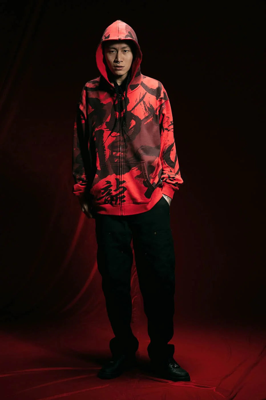 RTVG Calligraphy Full-Print Zip-Up Hoodie