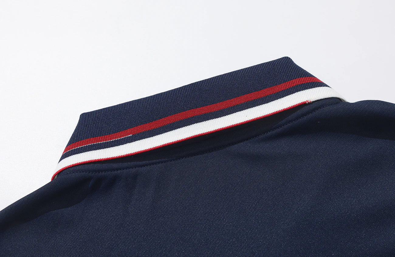 UMAMIISM Quick-Dry Striped Polo Long Sleeve Tee