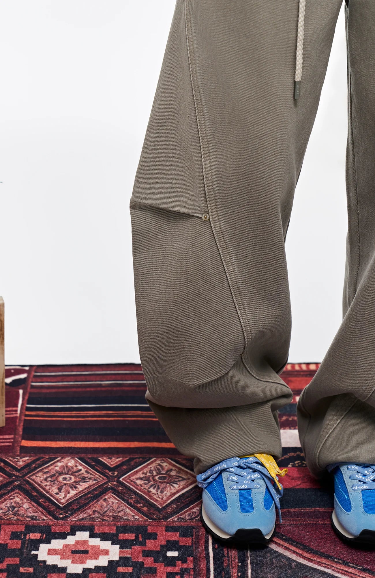 OVERLAPS Washed Drawstring Barrel-Leg Utility Pants