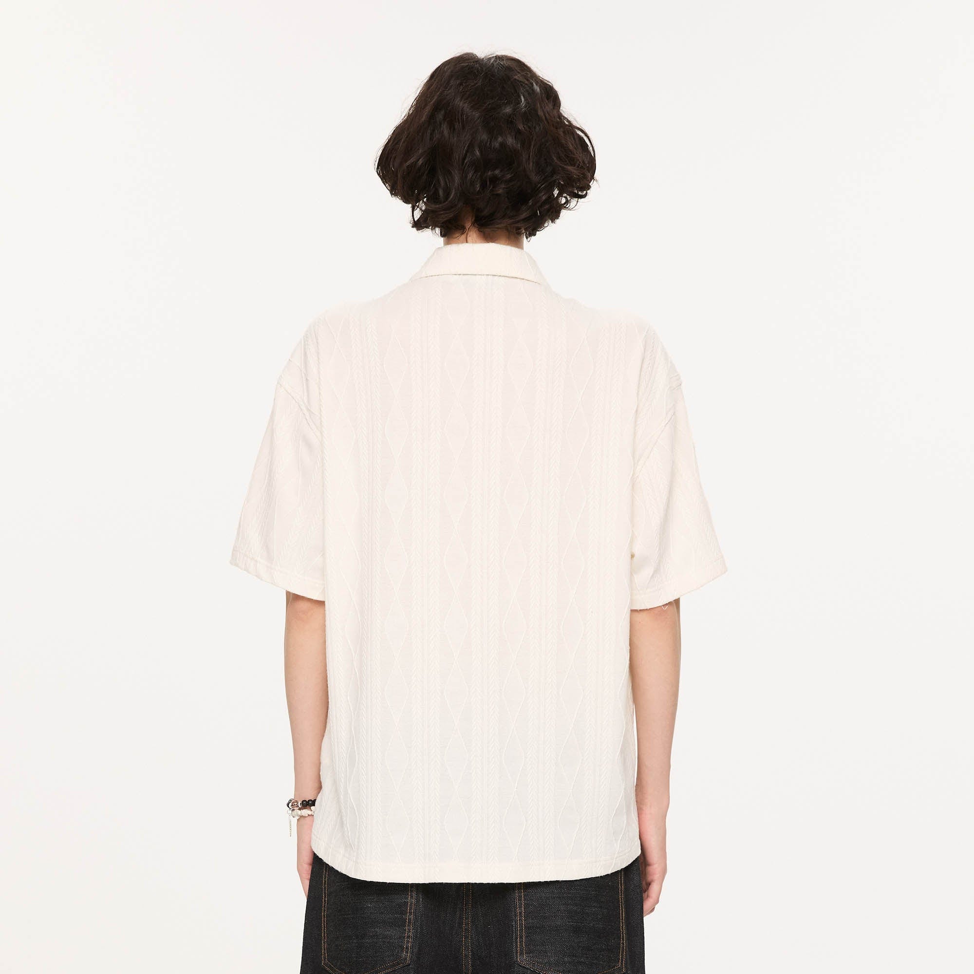KREATE Cable-Jacquard Pocket Cuban Half Shirt