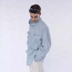 ASSEEN Rose Embroidered Pocket Linen-Blended Overshirt
