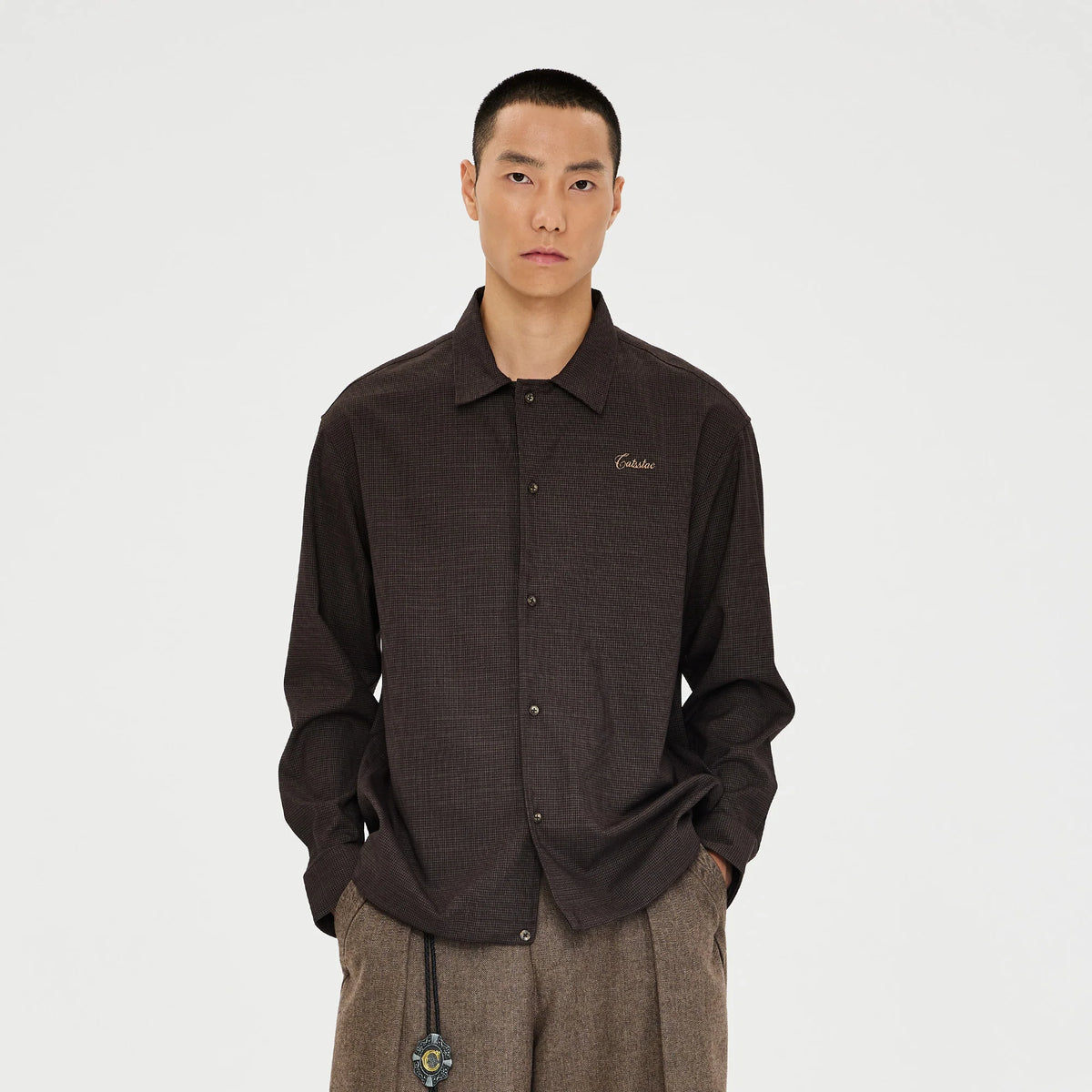 CATSSTAC Retro Gingham Drawstring Hem Boxy Shirt