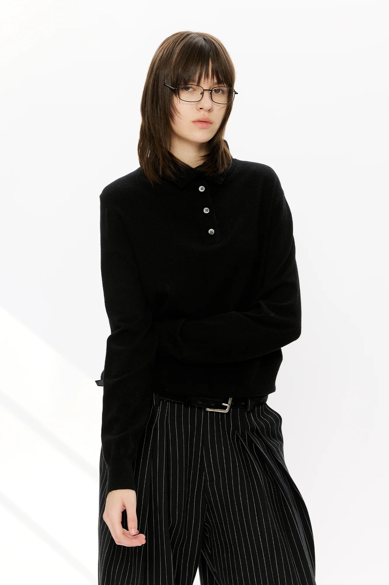 KREATE Double-Collar Wool-Blend Knit Polo