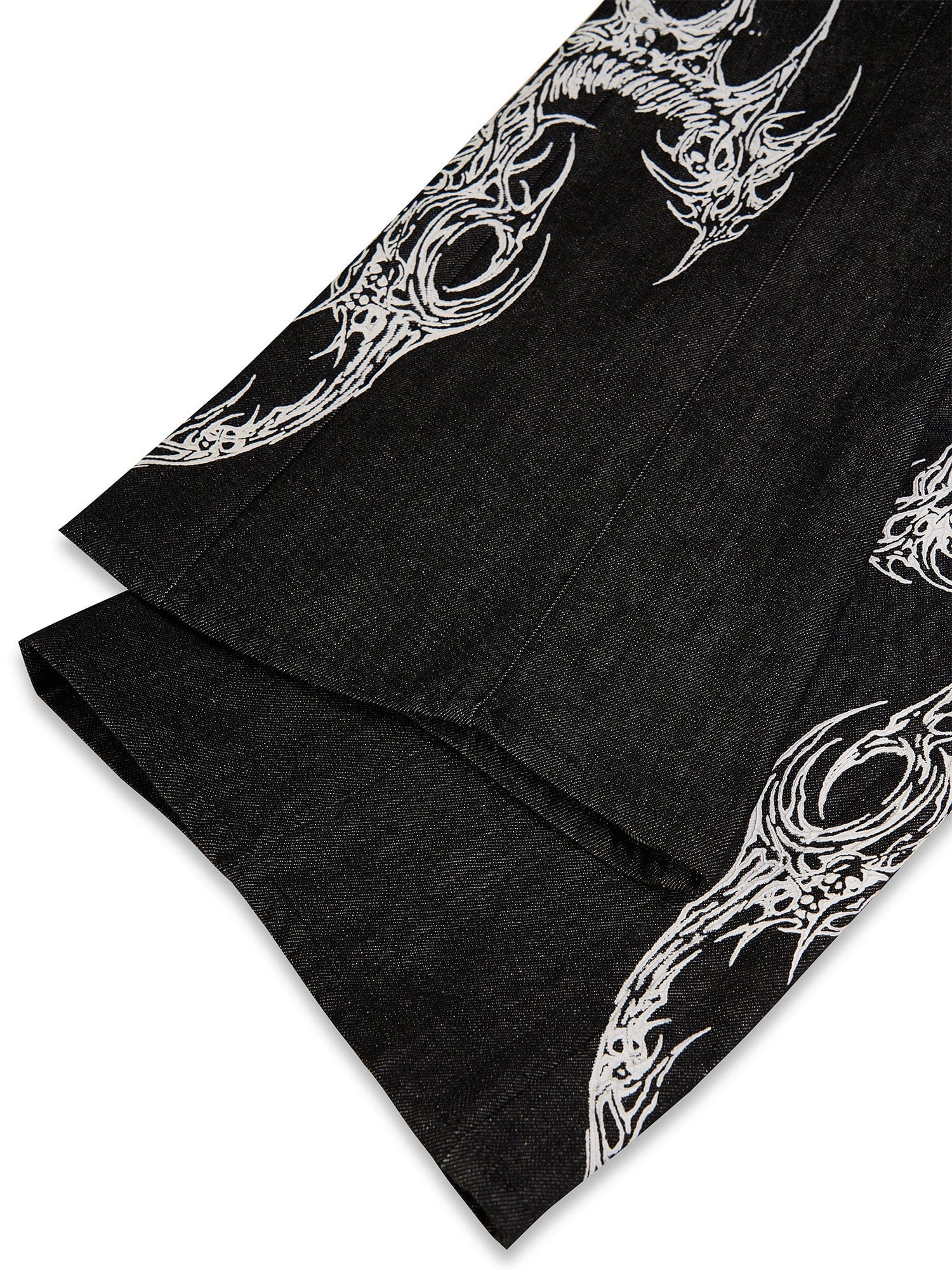 FLYERRER Abstract Graphic Flared Raw Jeans