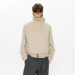 KREATE Asymmetrical Funnel-Neck Wool-Blend Jacket