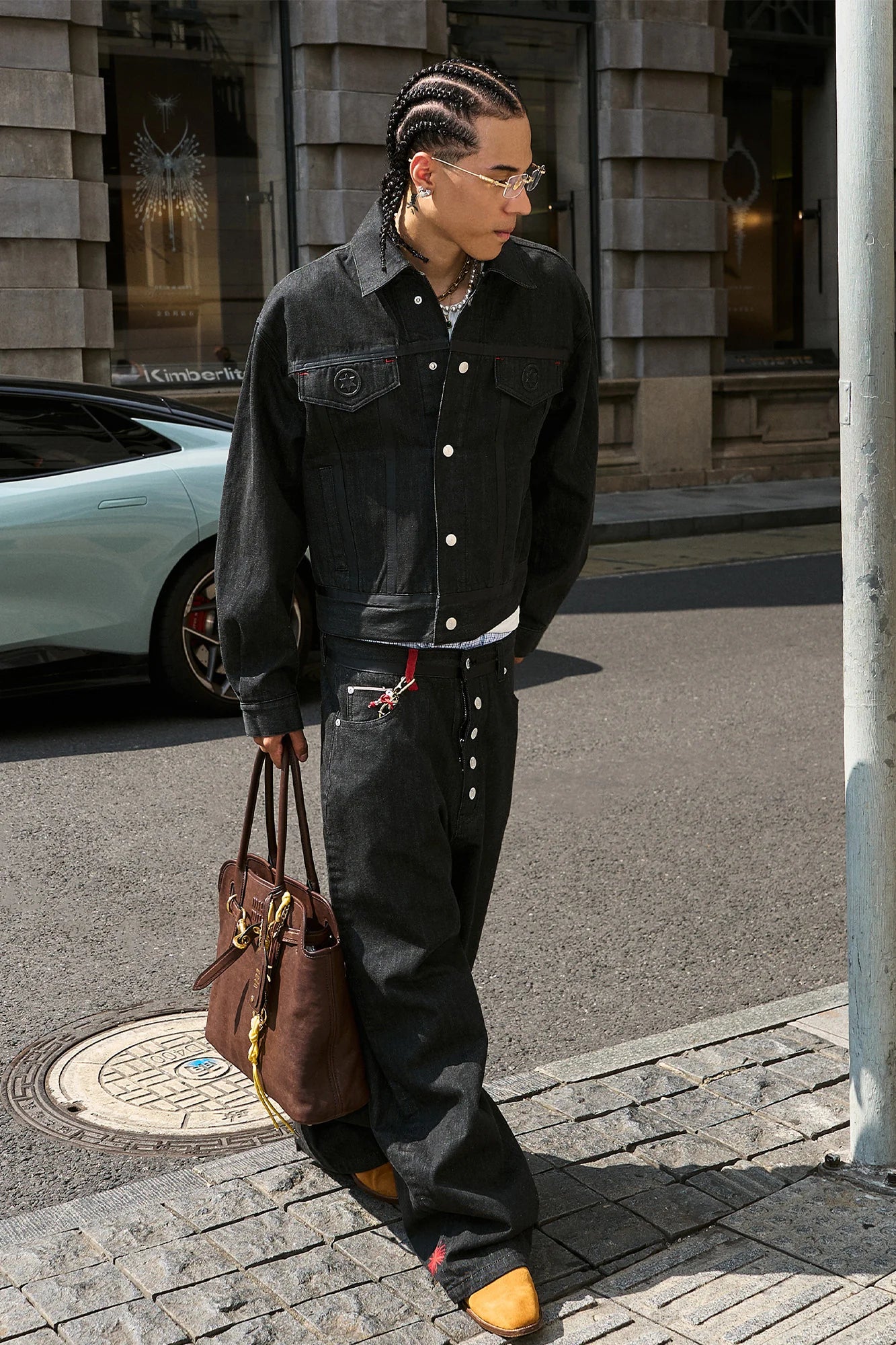 STEEPC LOGO Embossed Boxy Selvedge Denim Jacket