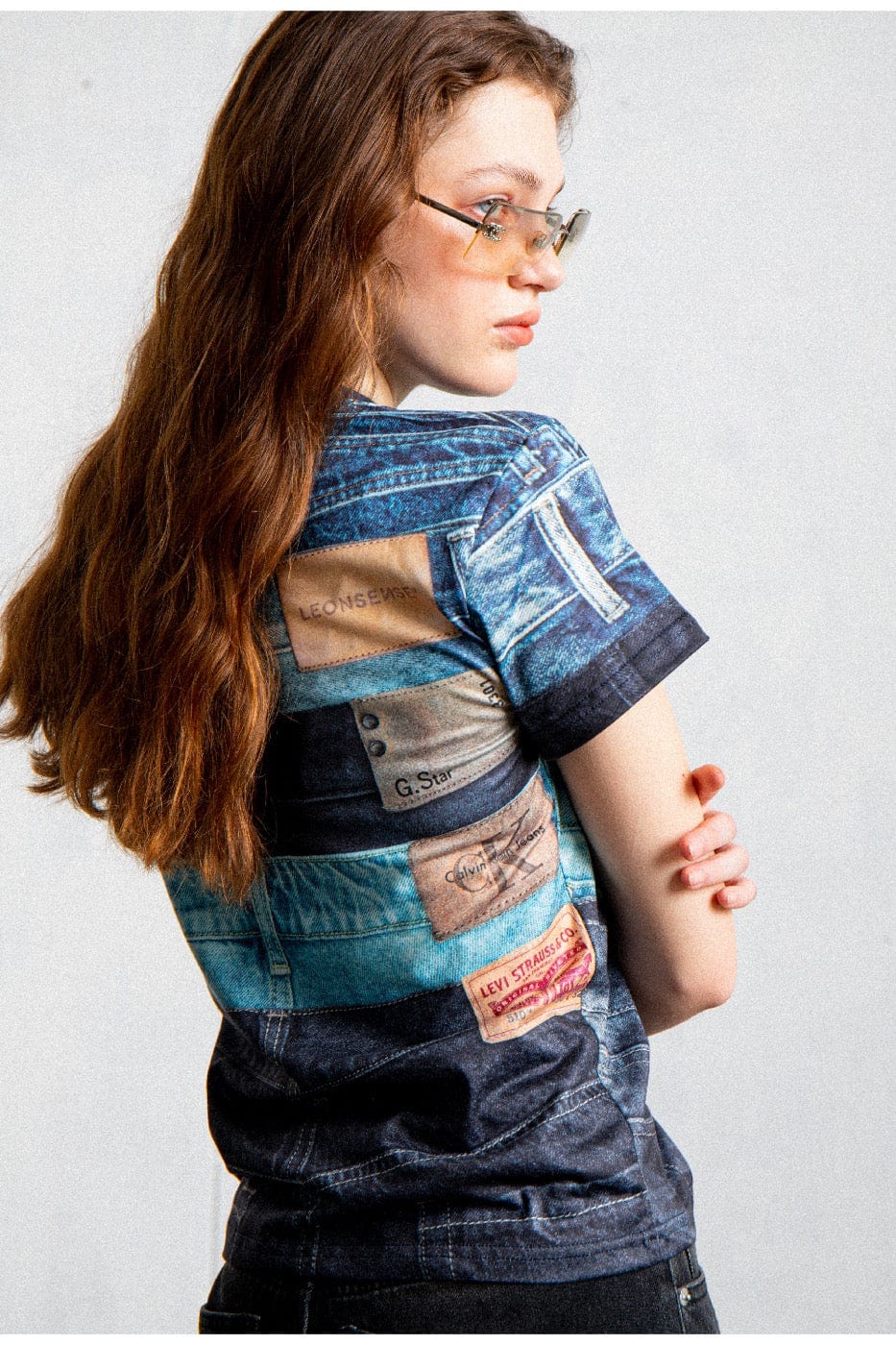 LEONSENSE Full Print Jeans T-Shirt