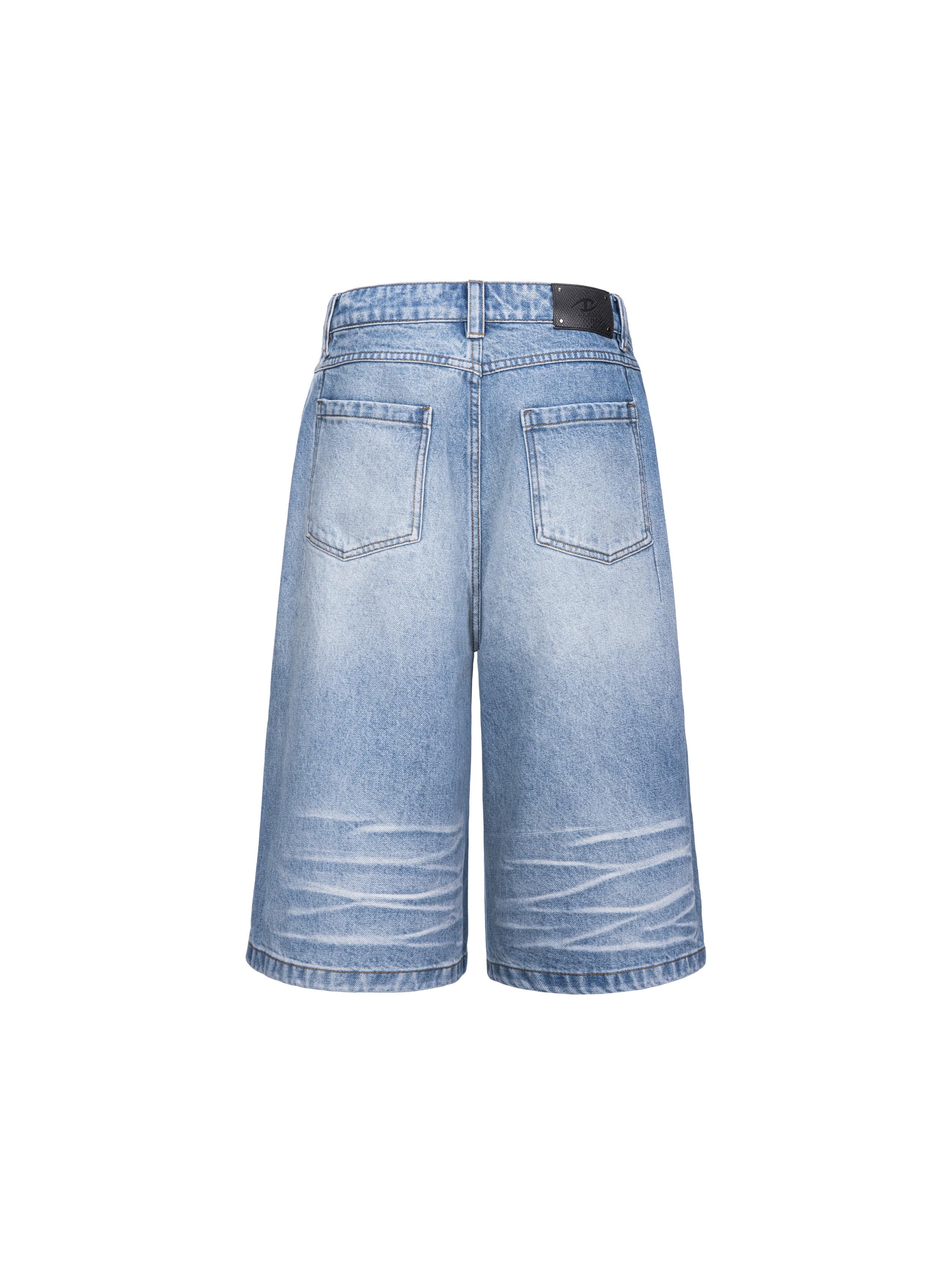 CATSSTAC Whisker-Wash Middle-Spliced Wide-Leg Shorts