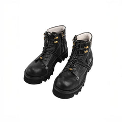REWRITE Stitched Leather Lug Sole Martin Boots