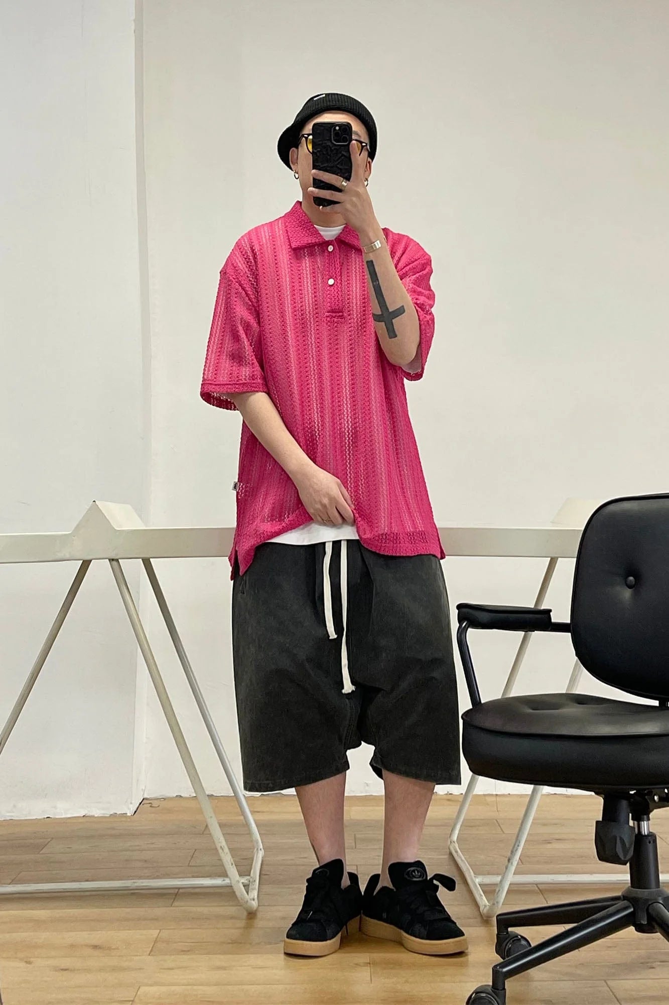 ME DA IGUAL Crochet Polo Oversized T-Shirt