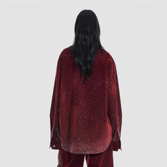 VANN VALRENCE Diamond-Studded Velvet Shirt Jacket