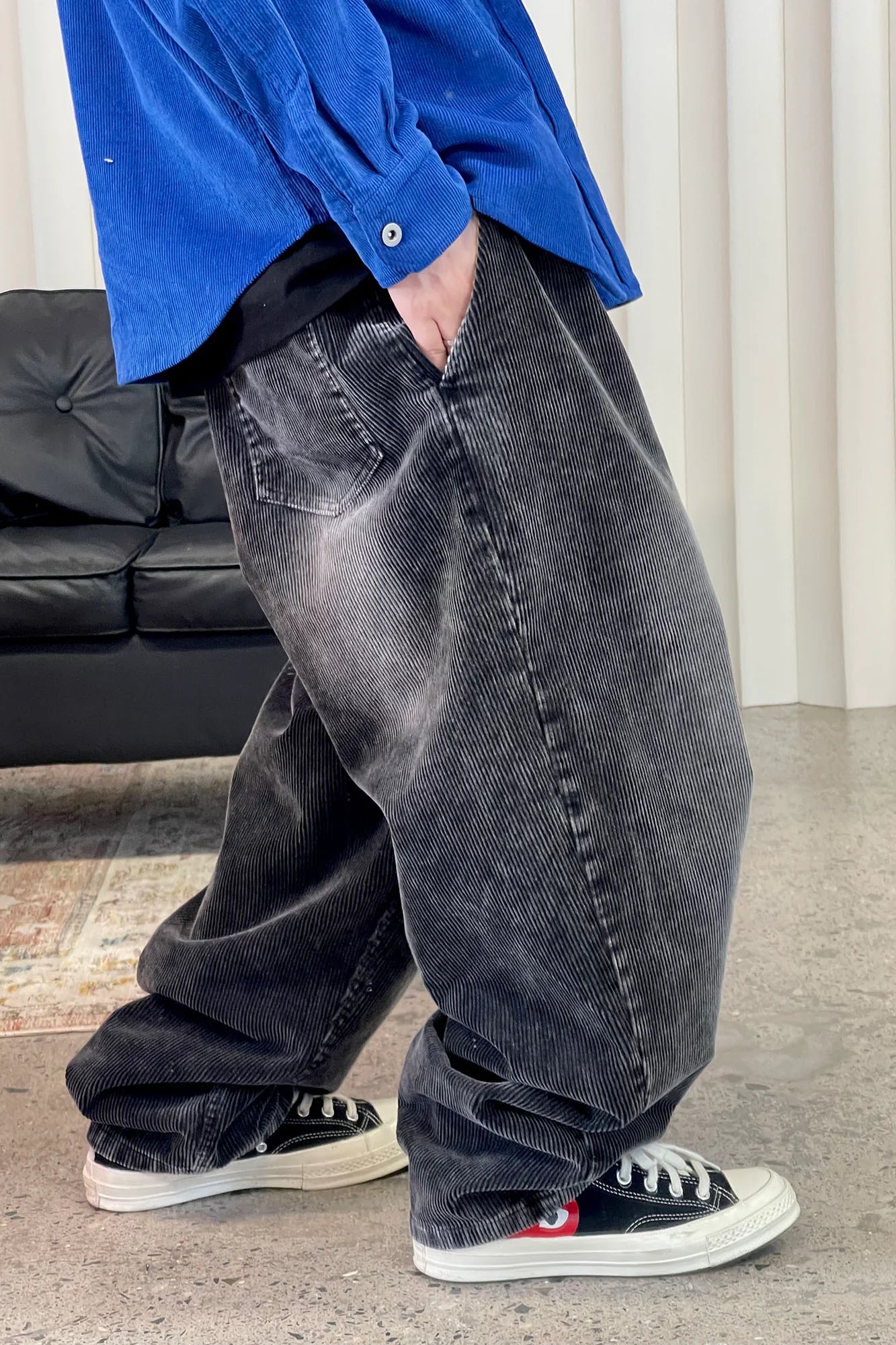 ME DA IGUAL Washed Corduroy Wide-Leg Pants
