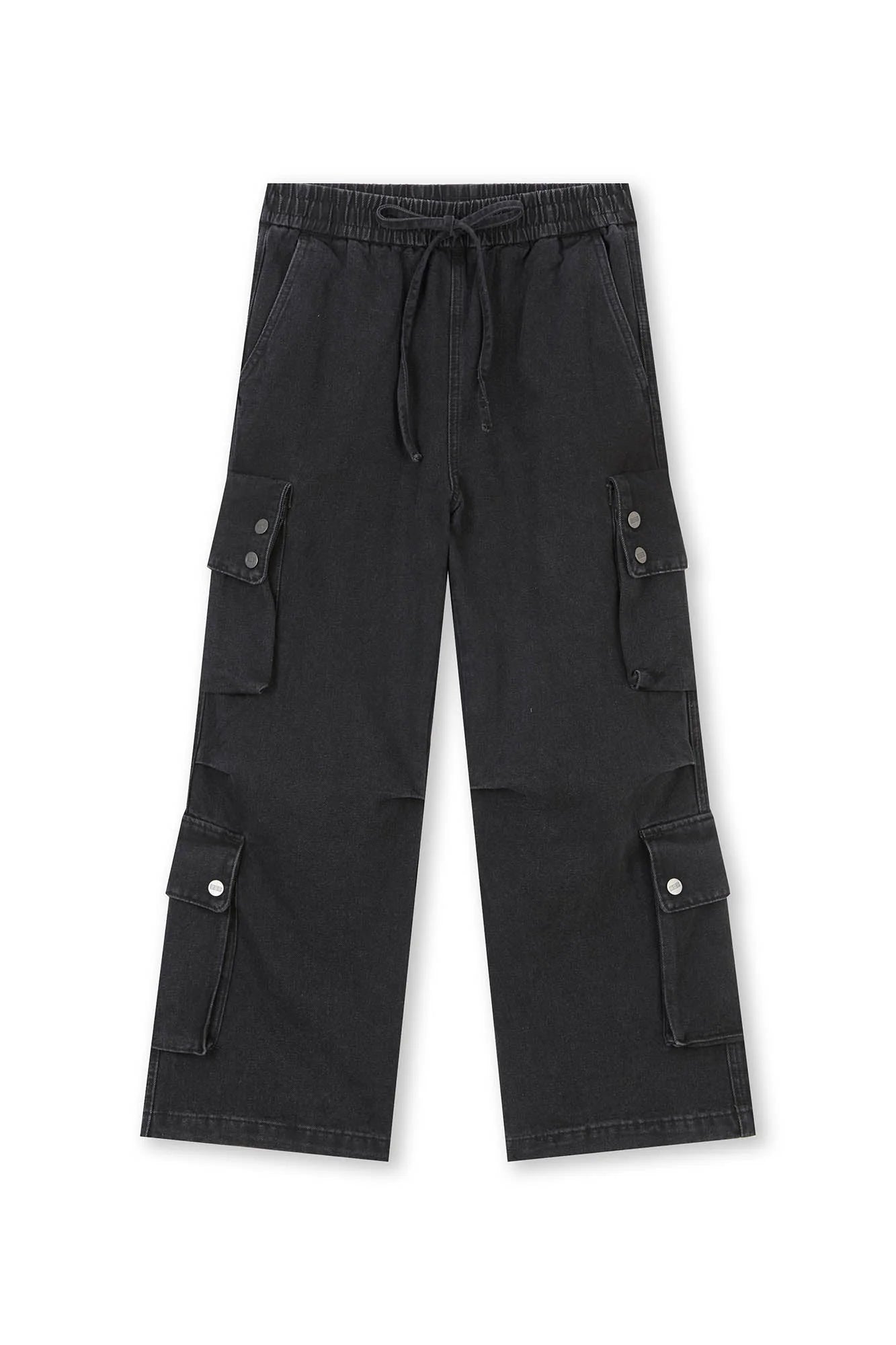 BONELESS Distressed Multi-Pocket Drawstring Cargo Jeans