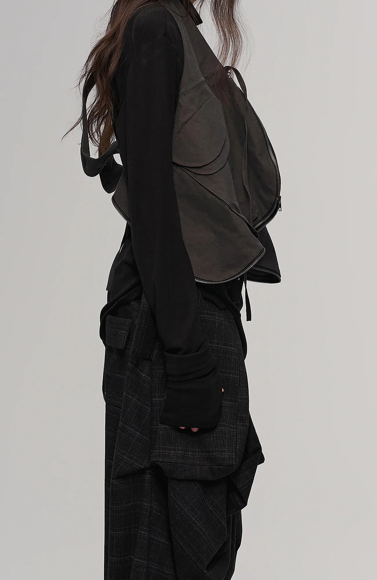 ILNya Nieternite Nifutur Deconstructed Plaid Drop-Crotch Pants