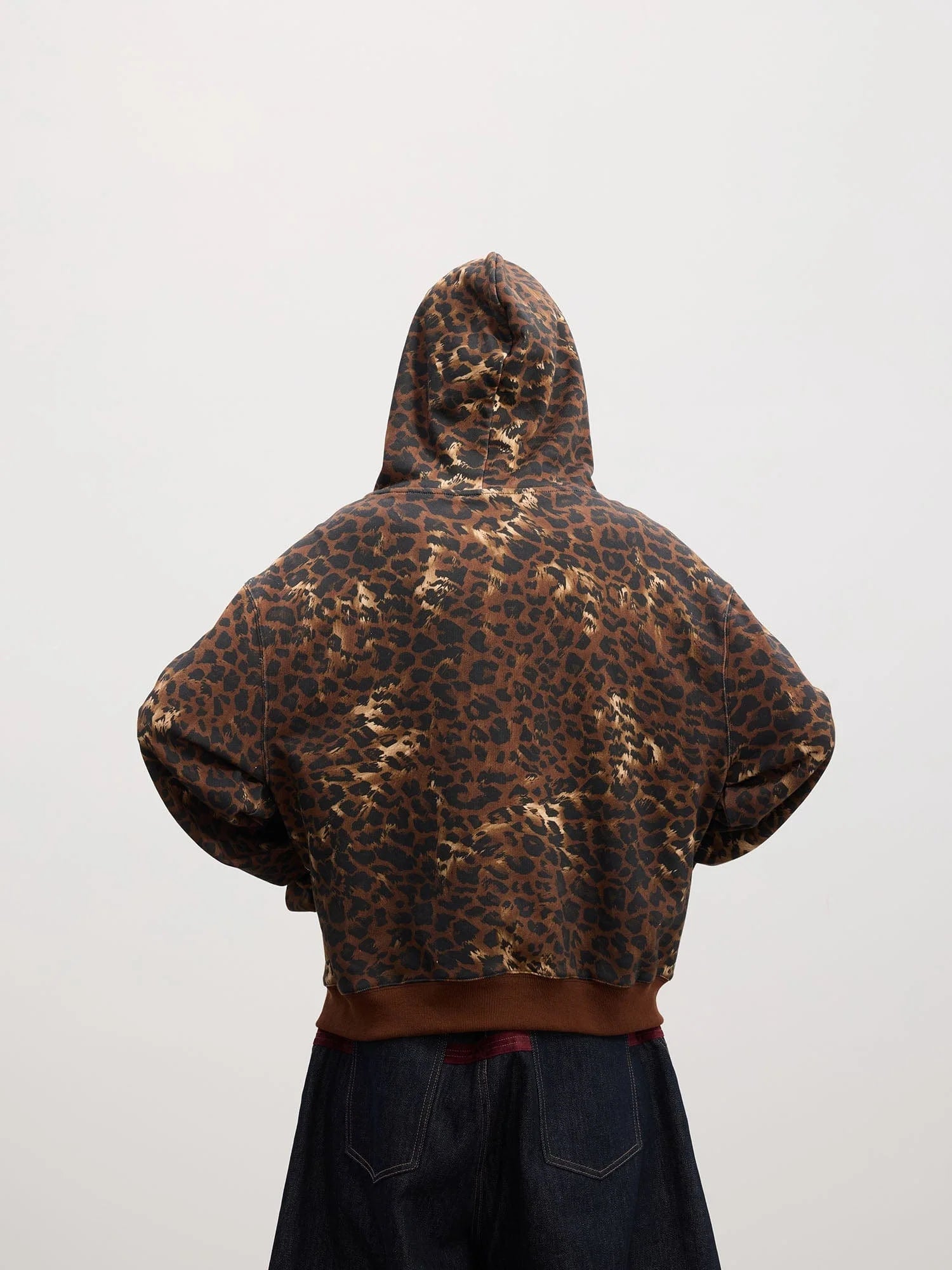 DND4DES Cartoon Rhinestone Leopard Zip-Up Hoodie