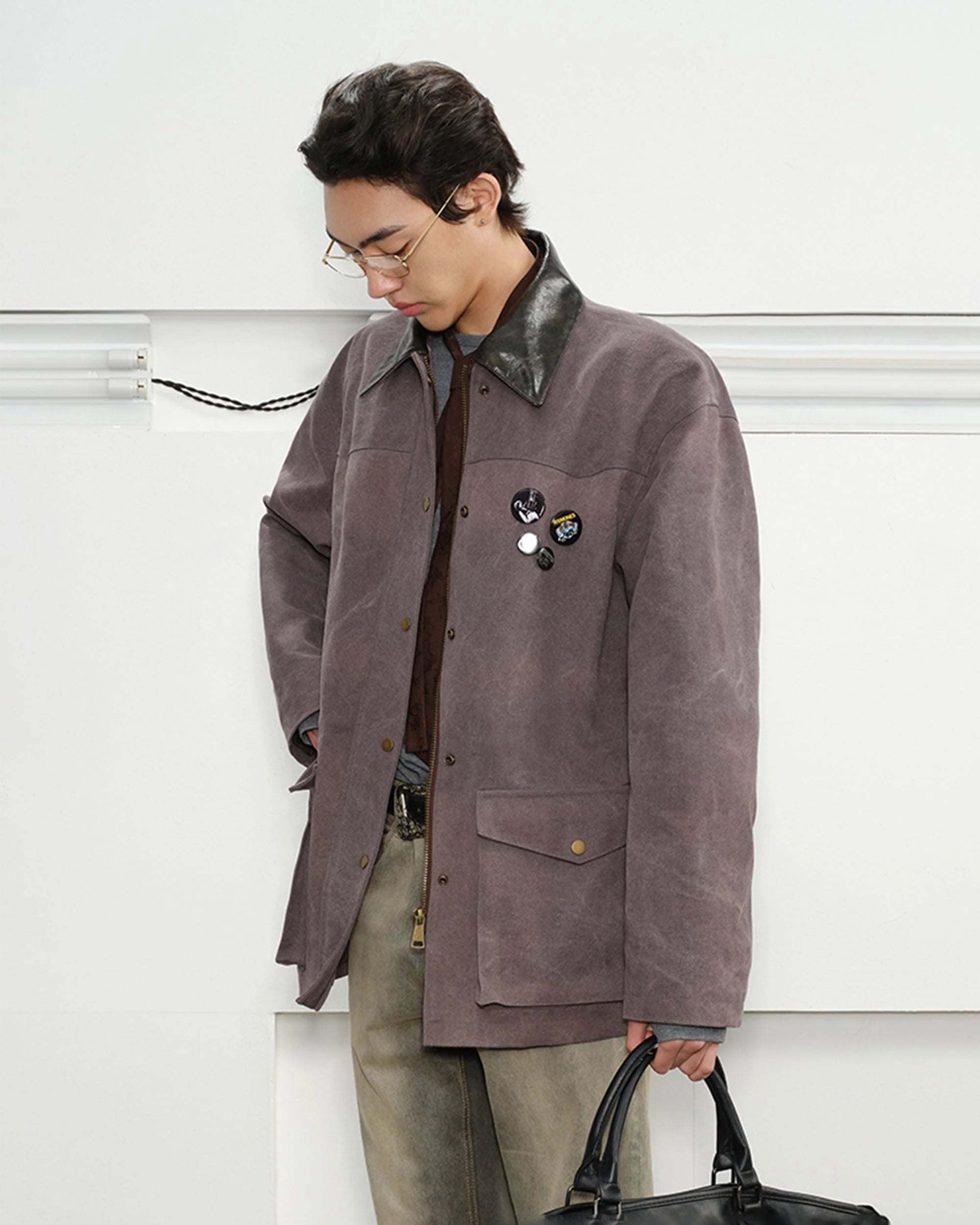 KREATE Aged Canvas Spliced Big-Pocket Jacket
