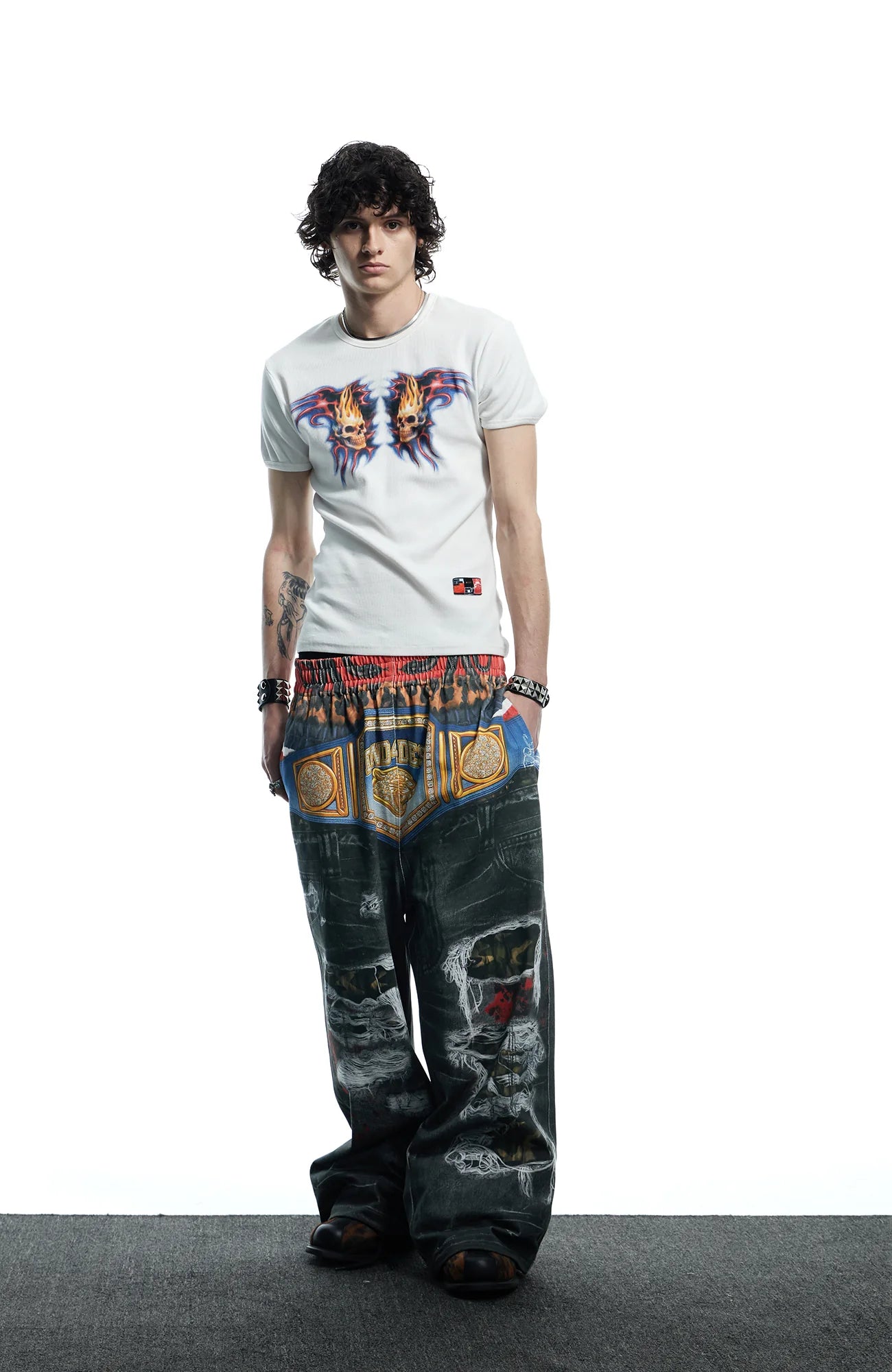 DND4DES Boxing Championship Belt Print Baggy Trousers