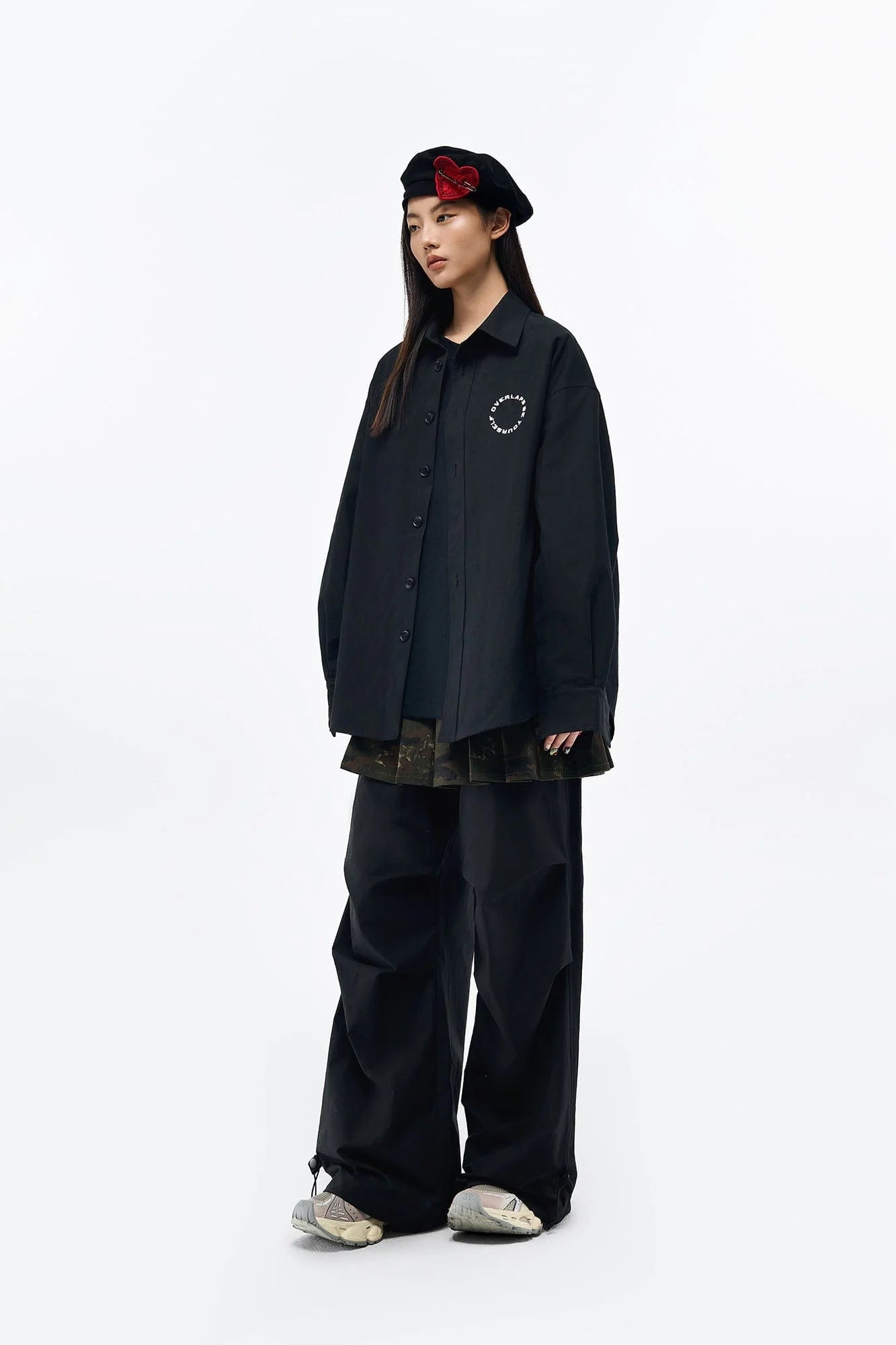 OVERLAPS Back Earth Graphic Overshirt