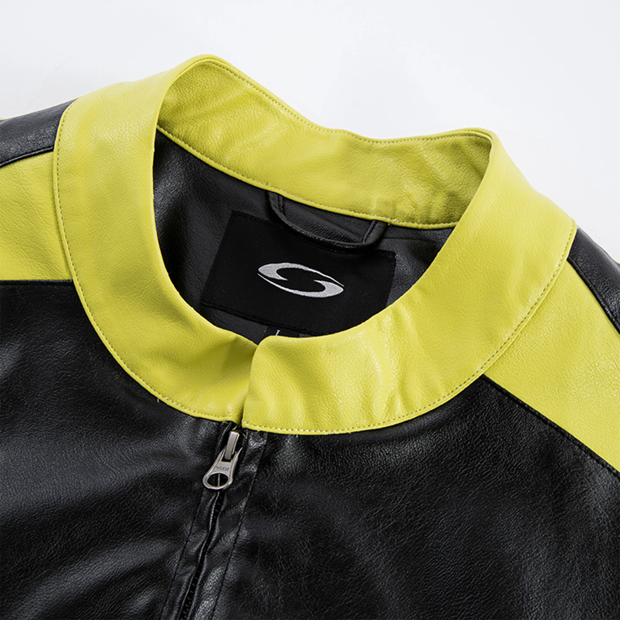 F2CE Contrast Panel Embroidered Moto Jacket
