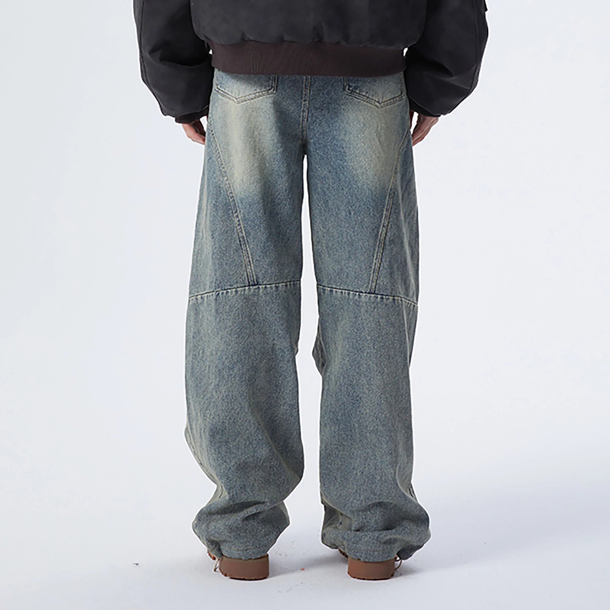 ERROR CODE ROBOT Washed Curved Pleated- Knee Jeans