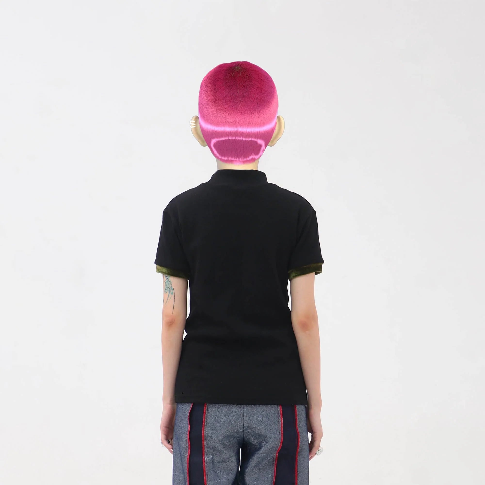 EMBRYO Four-Point Star Spliced Mock Neck T-Shirt
