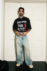 STEEPC Distressed Slogan Full-Print T-Shirt