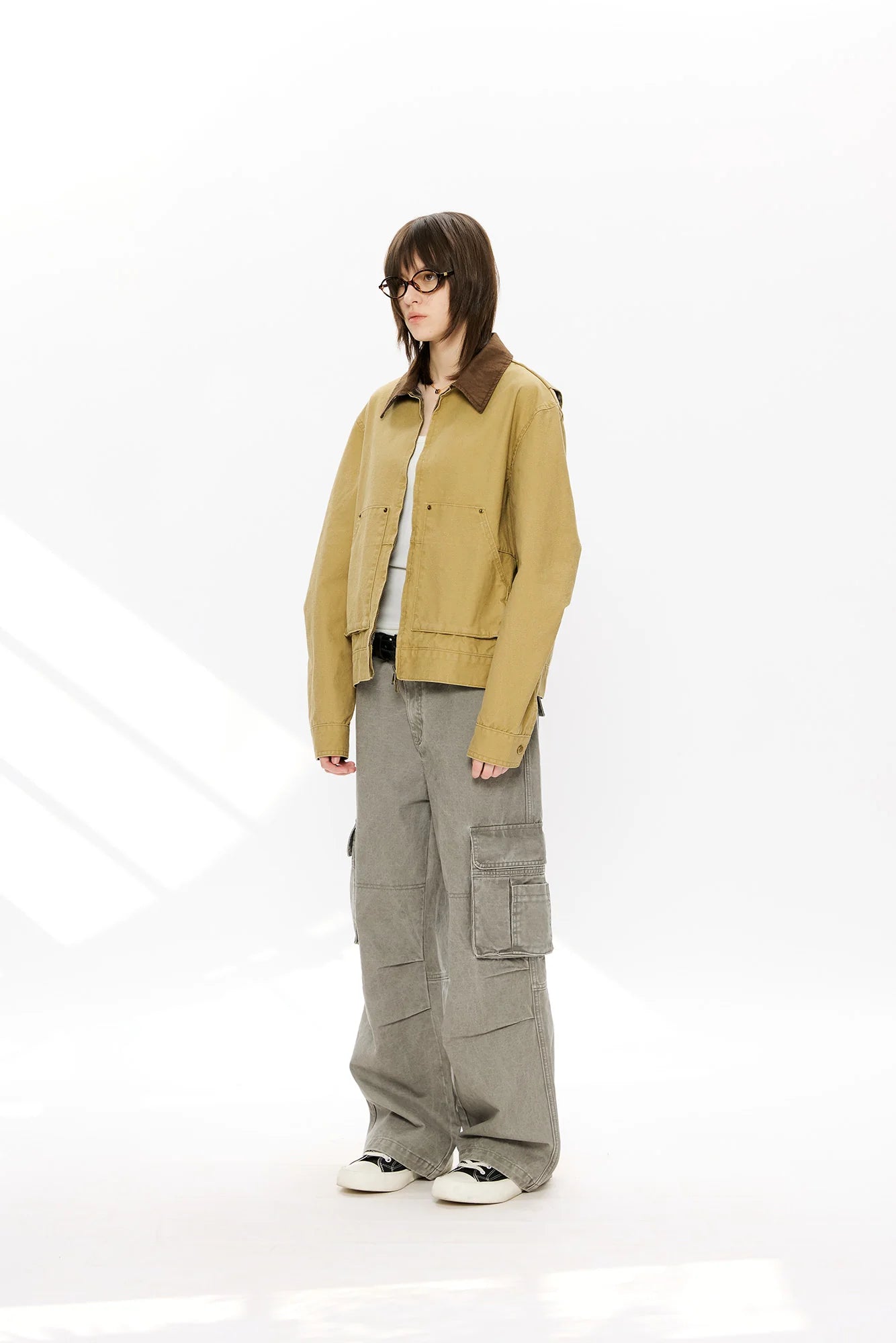 KREATE Washed Pleated Cargo Pants
