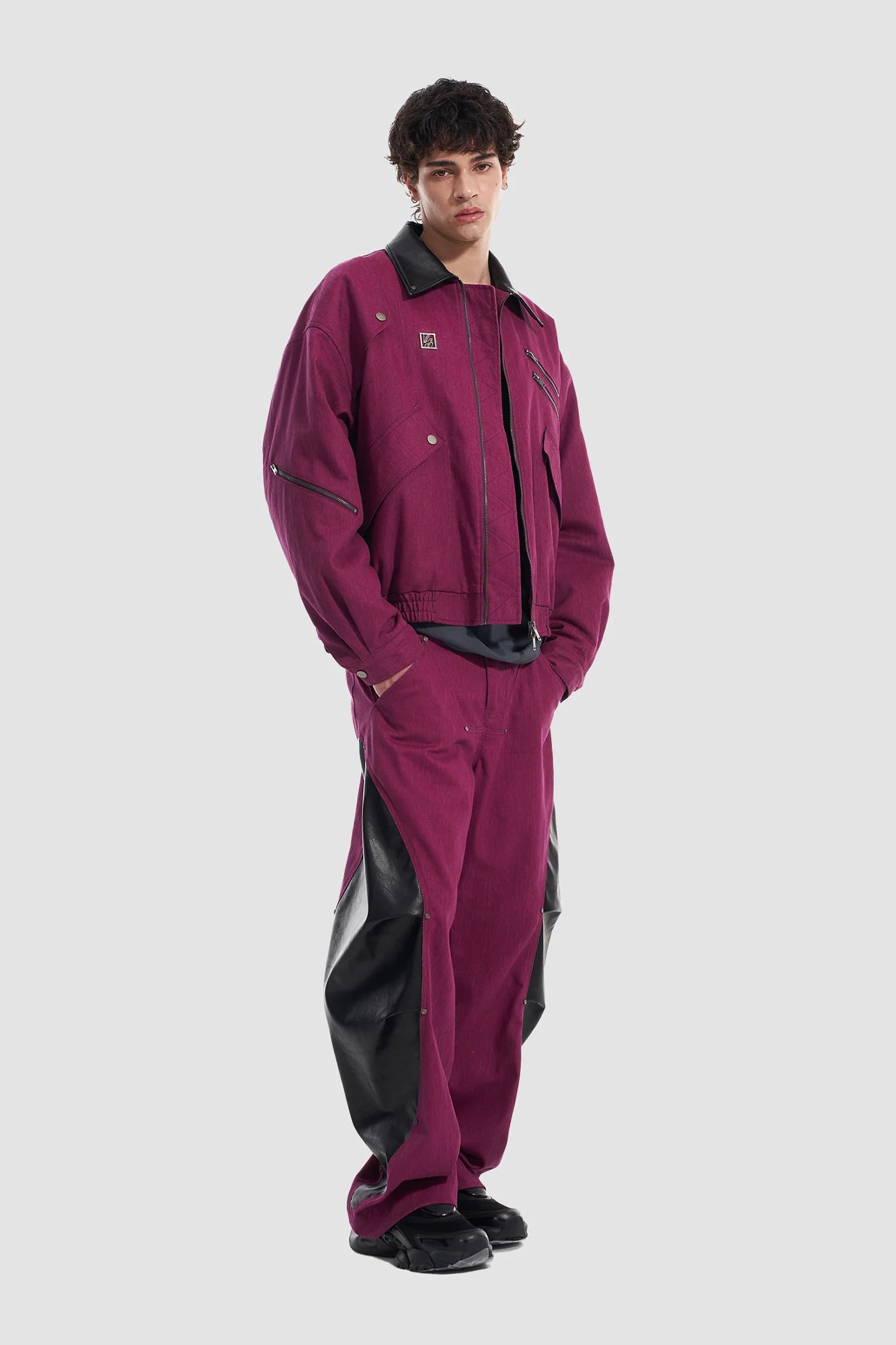 VANN VALRENCE Contrast Multi-Zip Padded Utility Jacket
