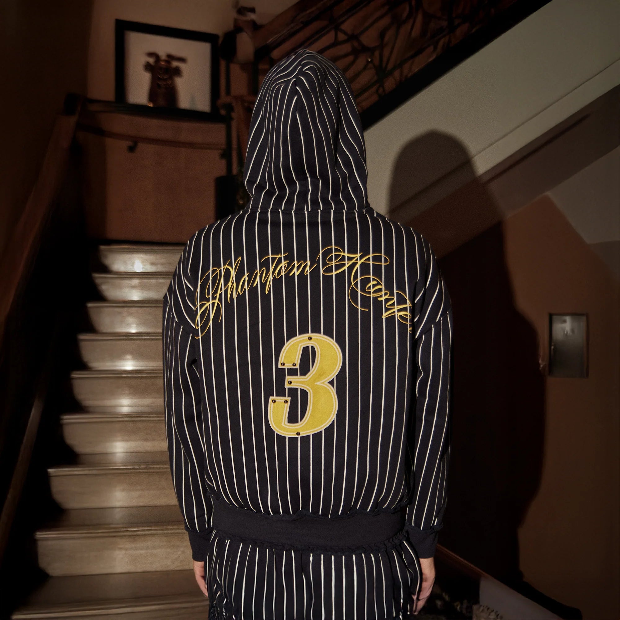 PHANTOMHUNTER Stripe Embroidered Studded Hoodie