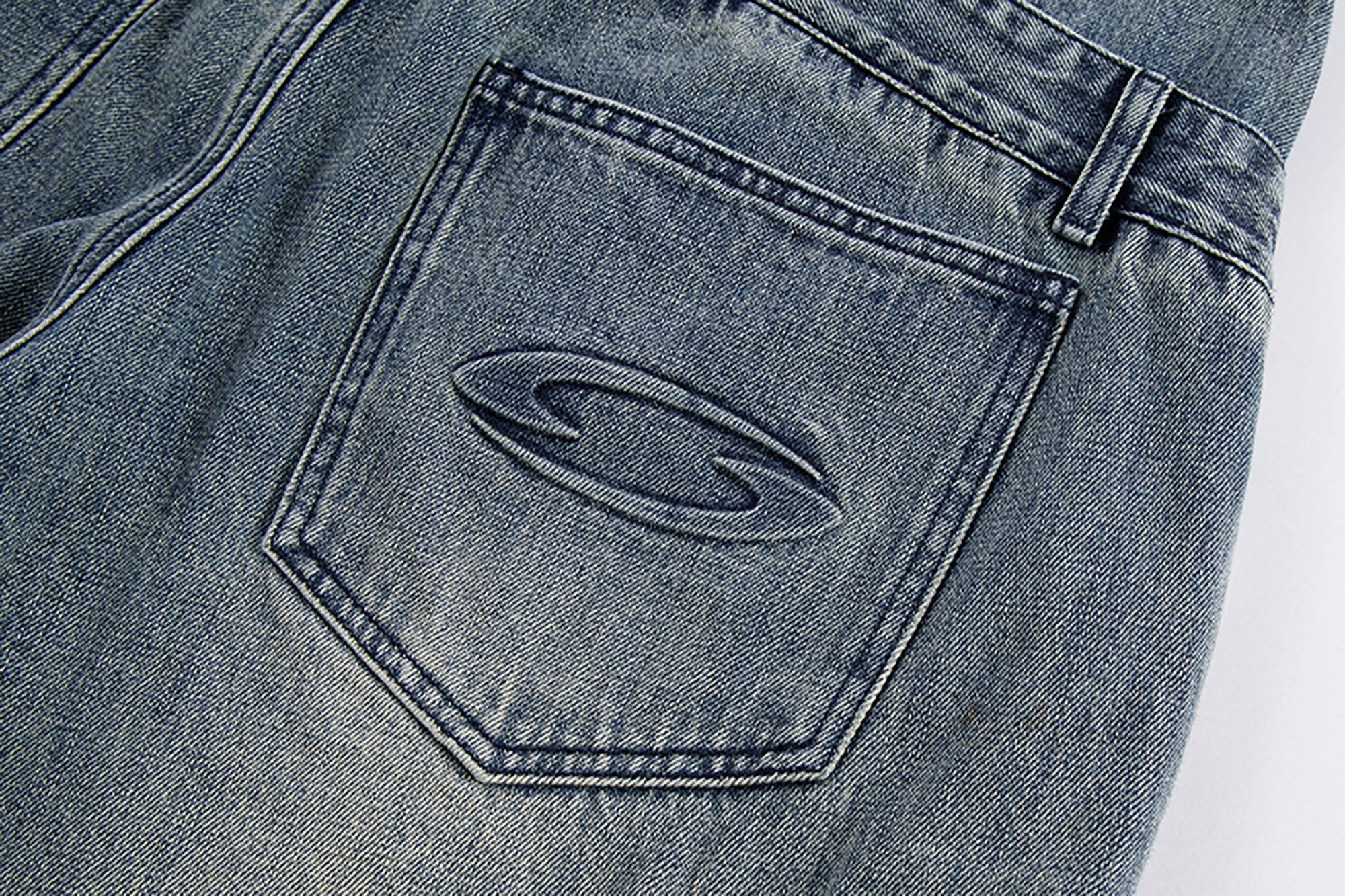 F2CE Double Waistband Washed Wide-Leg Jeans
