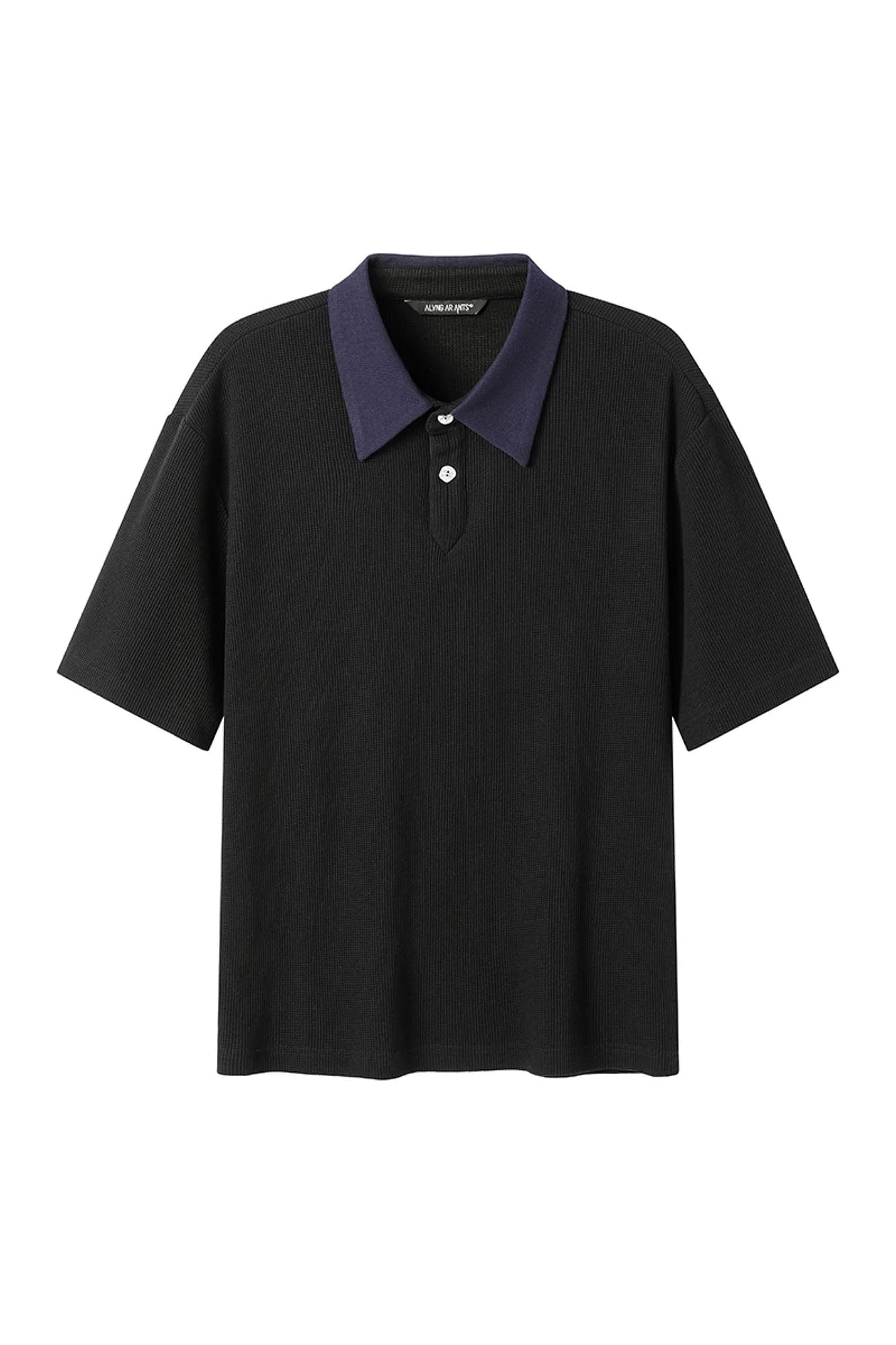 ALVNG AR ANTS Contrast Collar Waffle Knit Polo Shirt