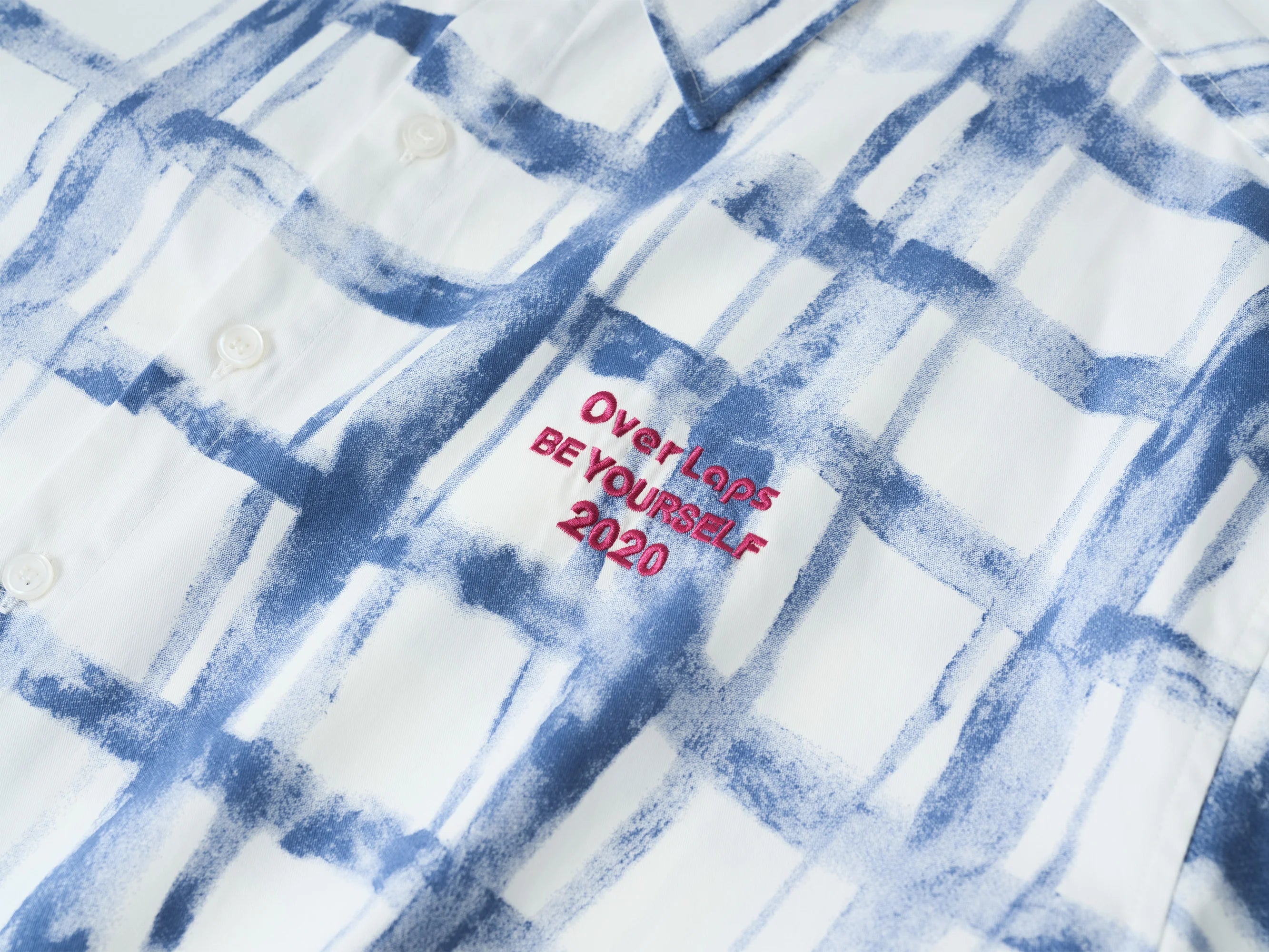 OVERLAPS Brush-Paint Grid Oversized Shirt