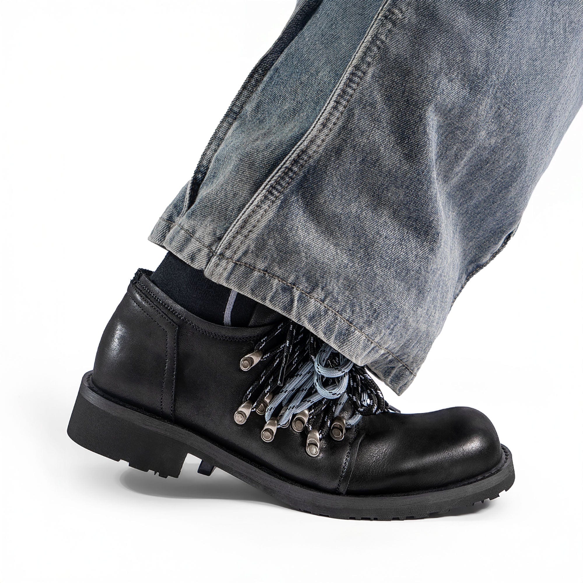 REWRITE Contrast Rope-Laced Leather Derby Shoes