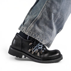 REWRITE Contrast Rope-Laced Leather Derby Shoes