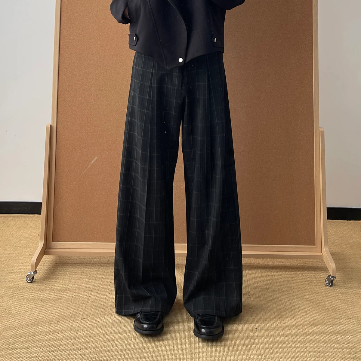 OKAYTHXBYE Retro Checks Pleated Trousers