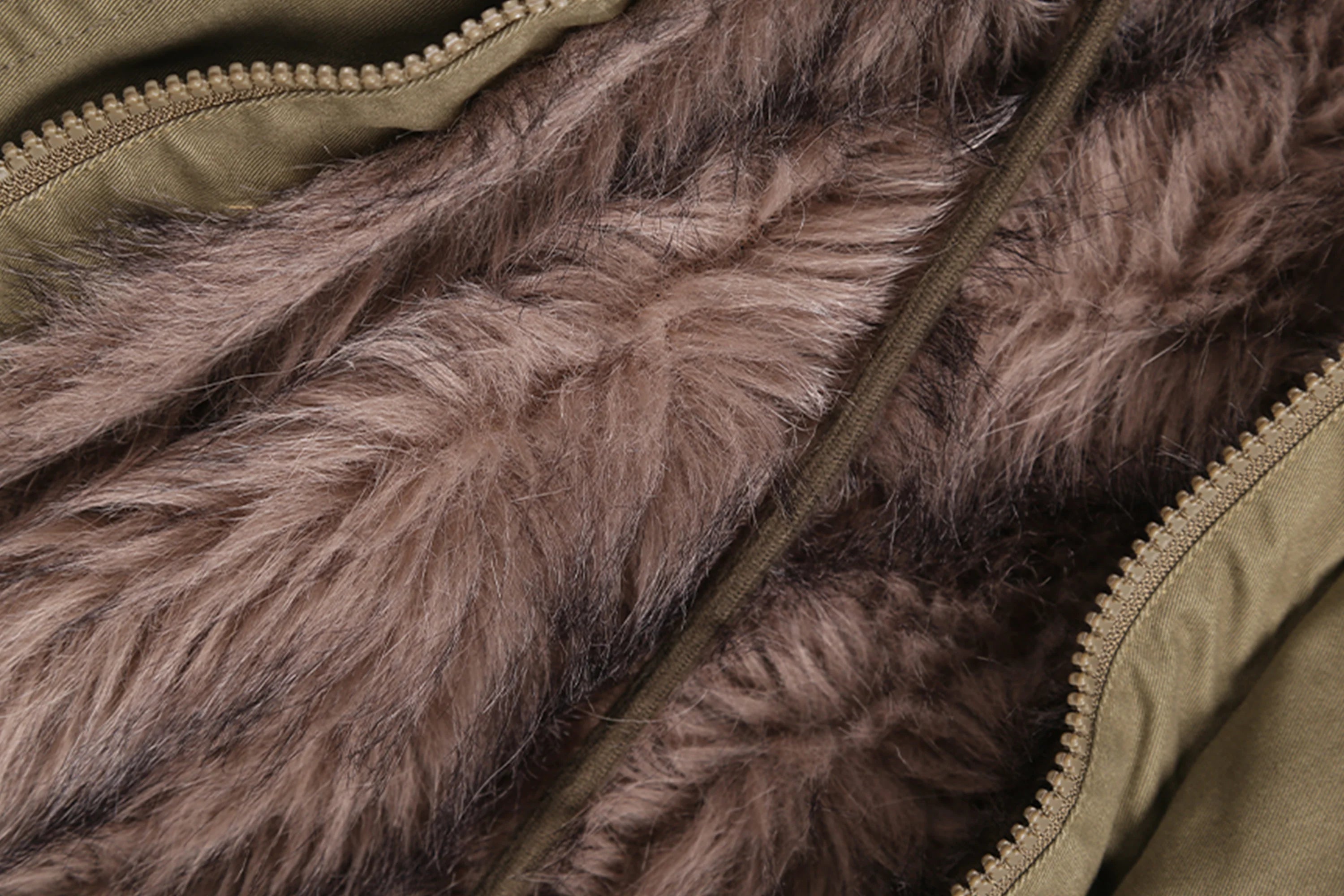 TRECLUB Retro Faux Fur Lining Oversized Parka