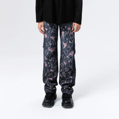 VANN VALRENCE Distressed Washed High-Waisted Straight-Leg Jeans