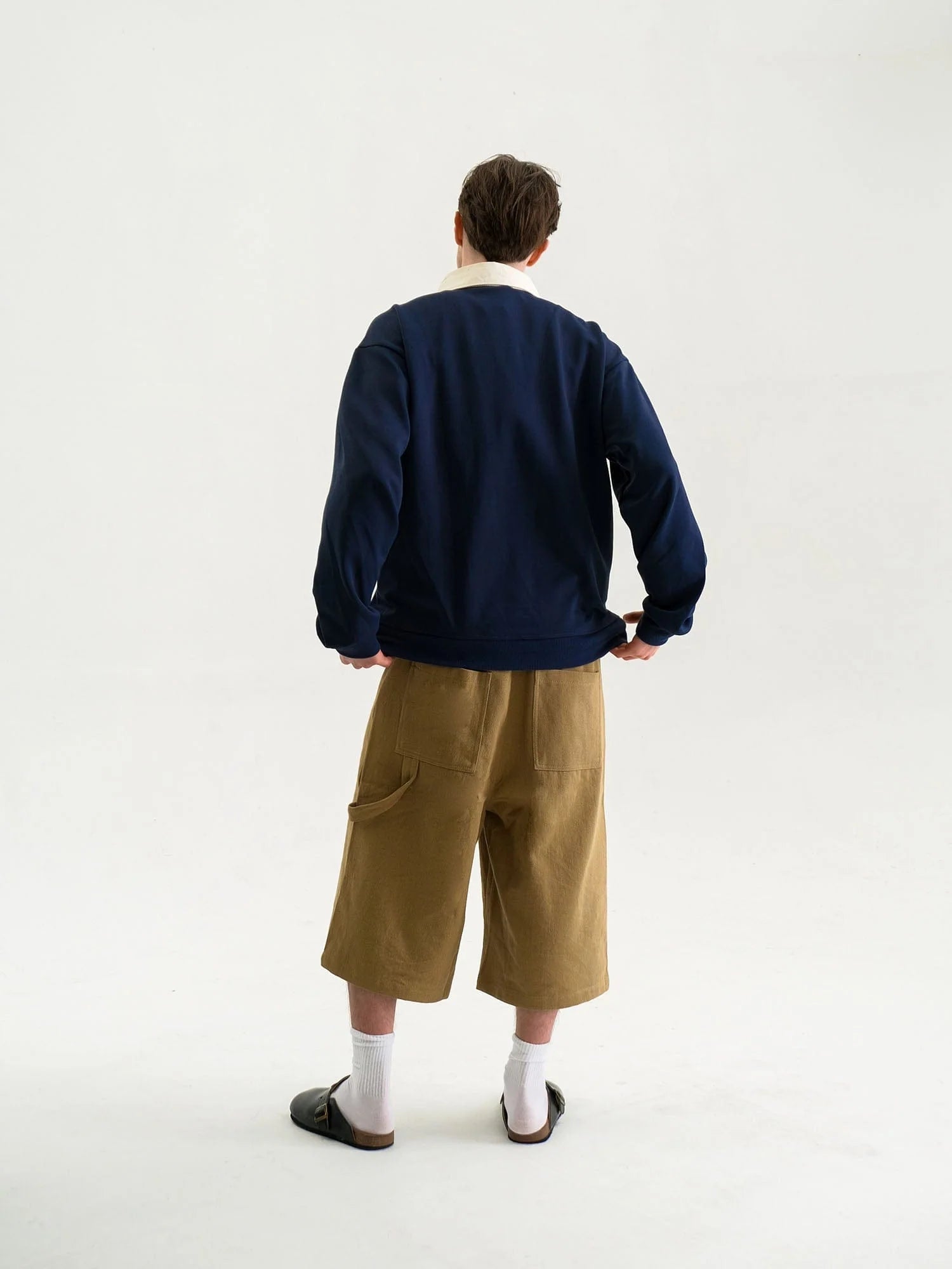 WIID Preppy Contrast-Collar Polo Sweatshirt
